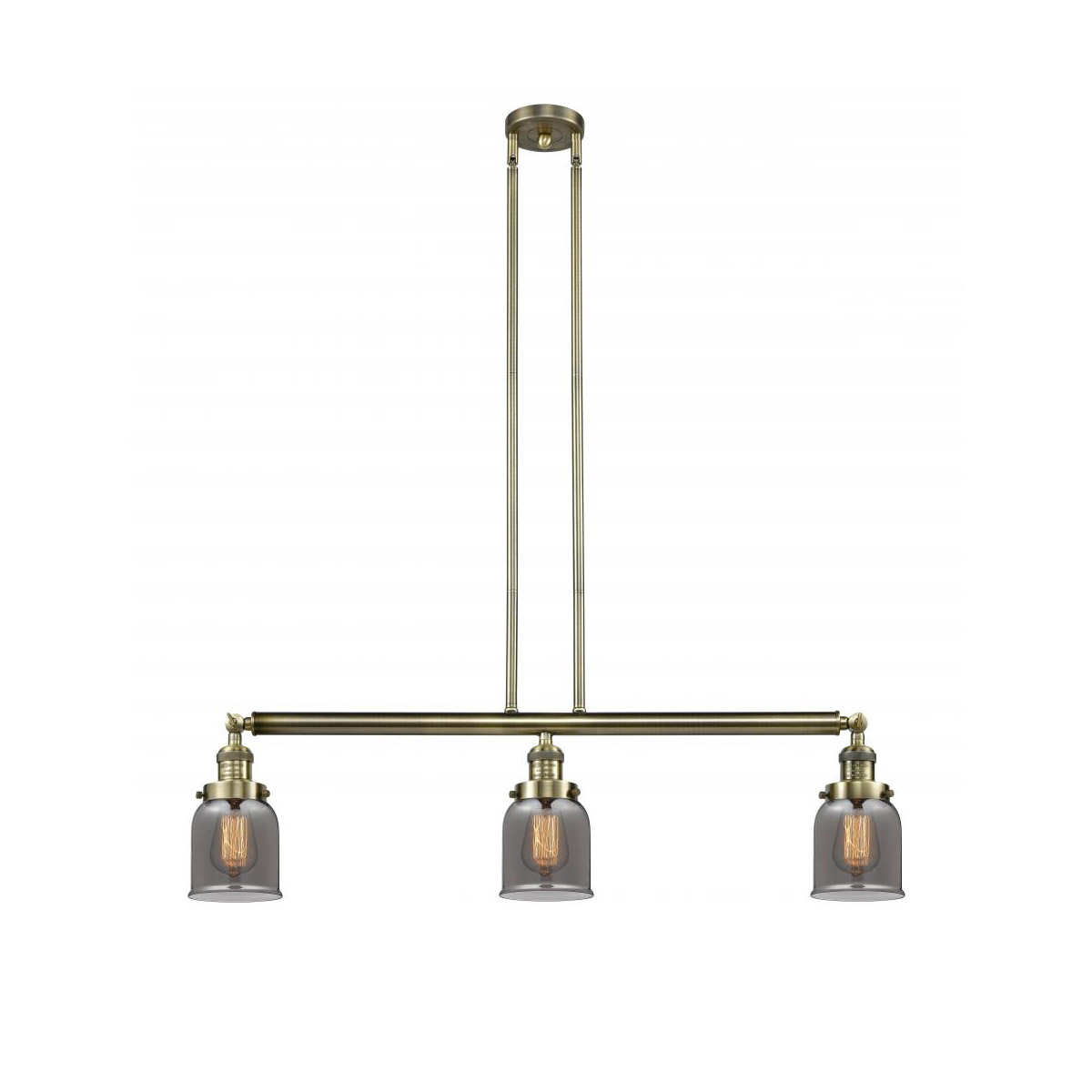 Franklin Restoration Small Bell LED 37.5 inch Antique Brass Island Light Ceiling Light in Plated Smoke Glass, Franklin Restoration