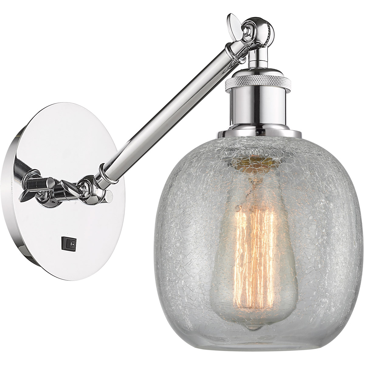 Ballston Belfast LED 6 inch Polished Chrome Sconce Wall Light in Clear Crackle Glass