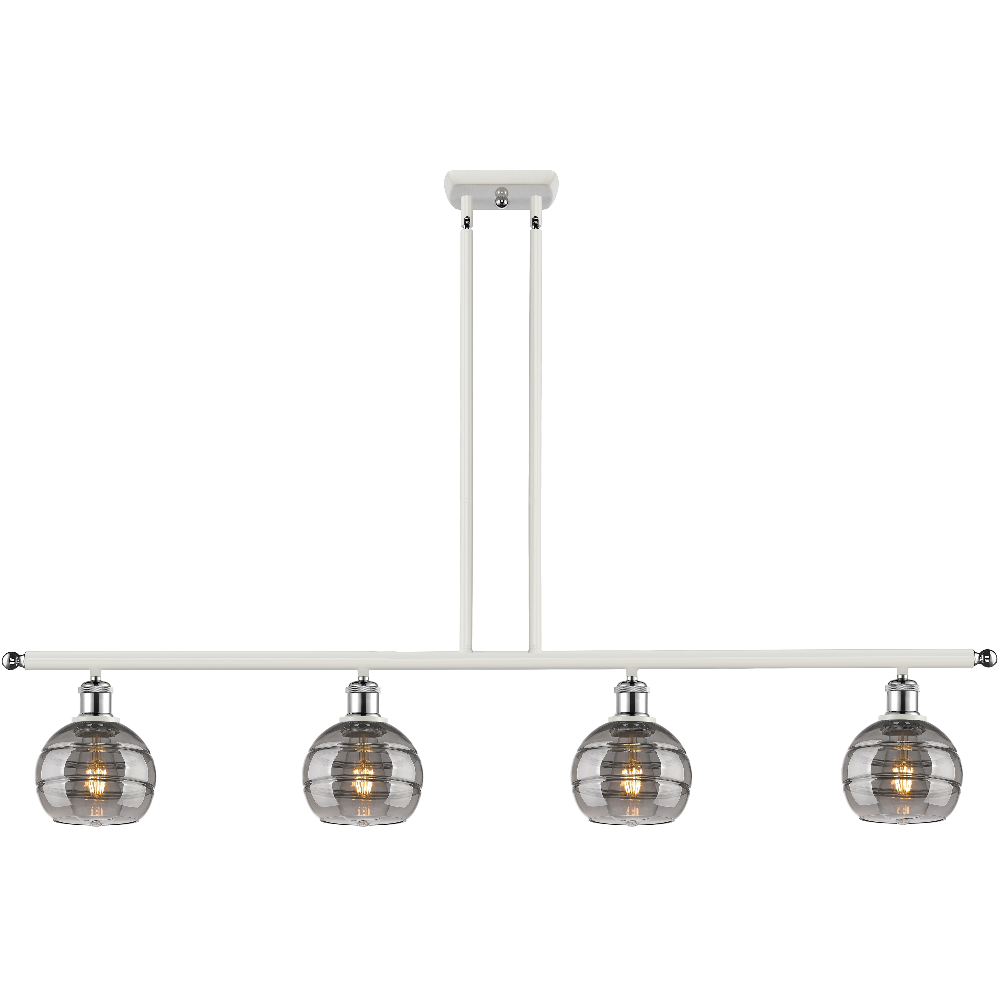 Ballston Rochester 4 Light 48 inch White Polished Chrome Stem Hung Island Light Ceiling Light