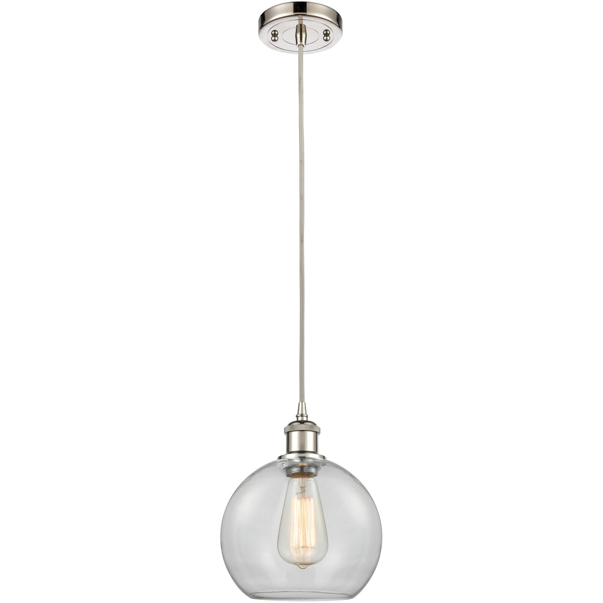 Ballston Athens 1 Light 8 inch Polished Nickel Mini Pendant Ceiling Light in Clear Glass, Ballston