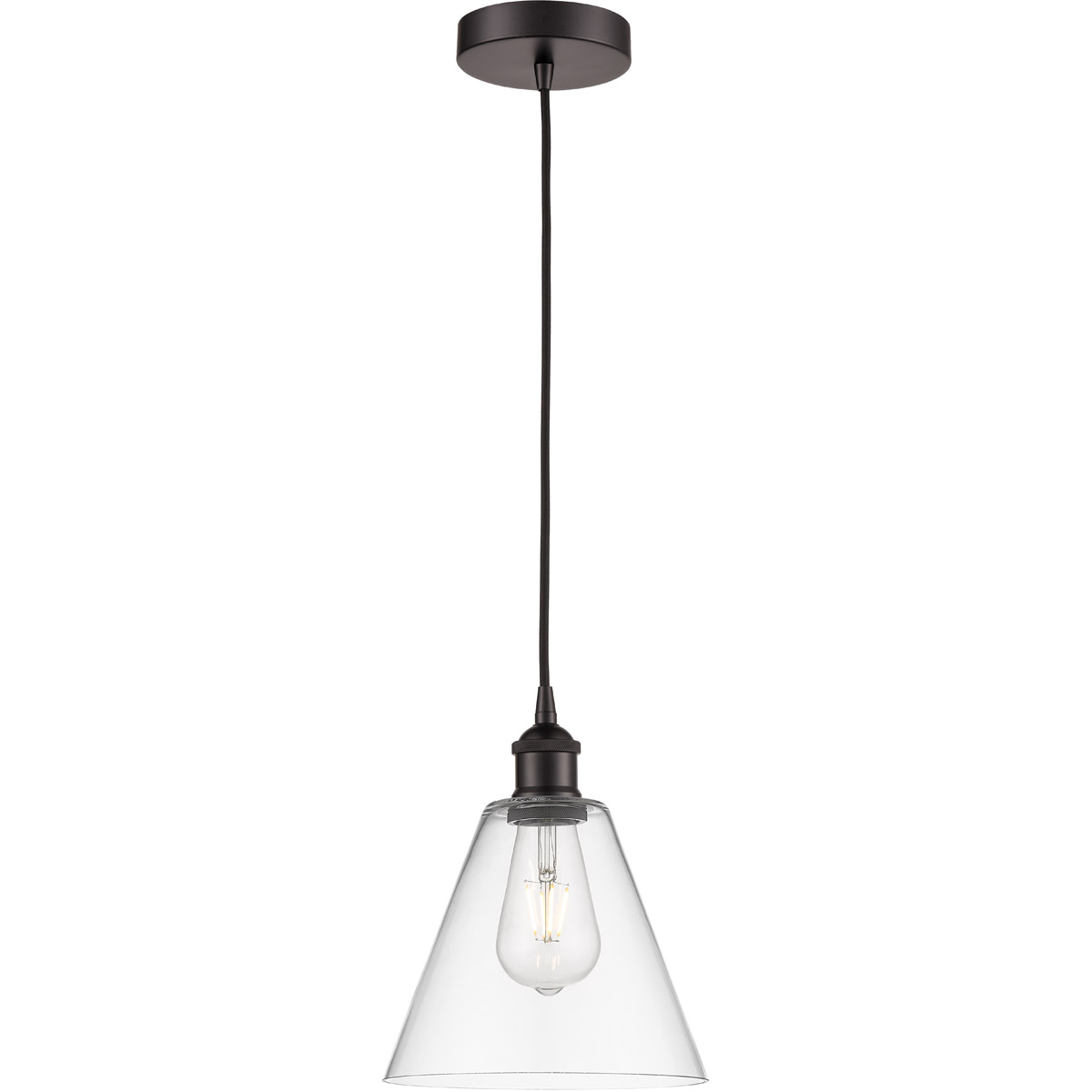 Edison Cone 1 Light 8 inch Oil Rubbed Bronze Mini Pendant Ceiling Light