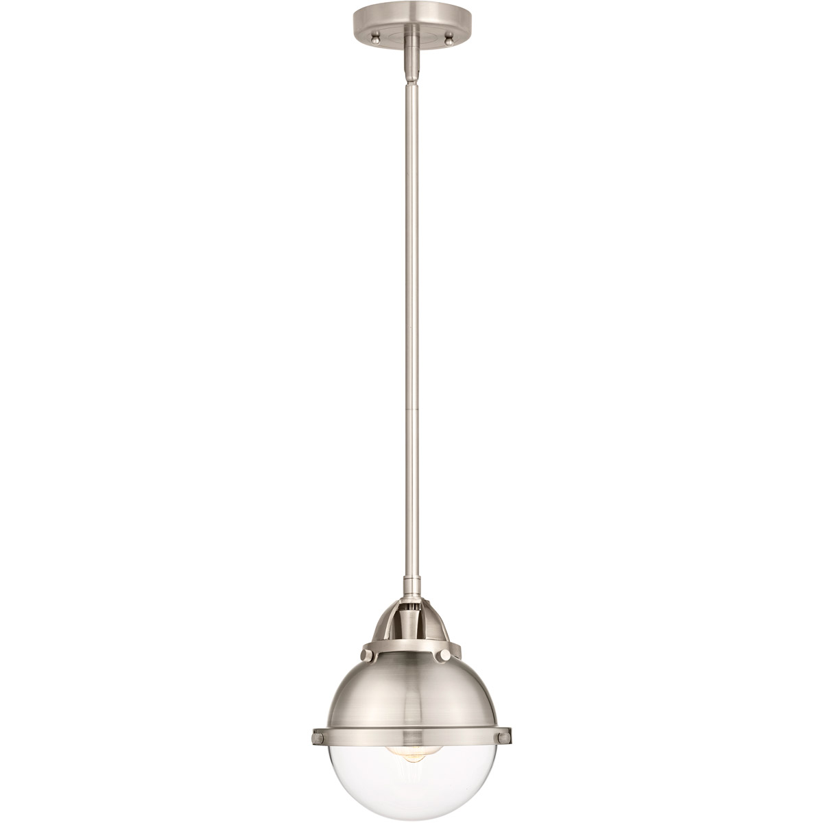 Nouveau 2 Hampden 1 Light 7.25 inch Brushed Satin Nickel Mini Pendant Ceiling Light in Clear Glass