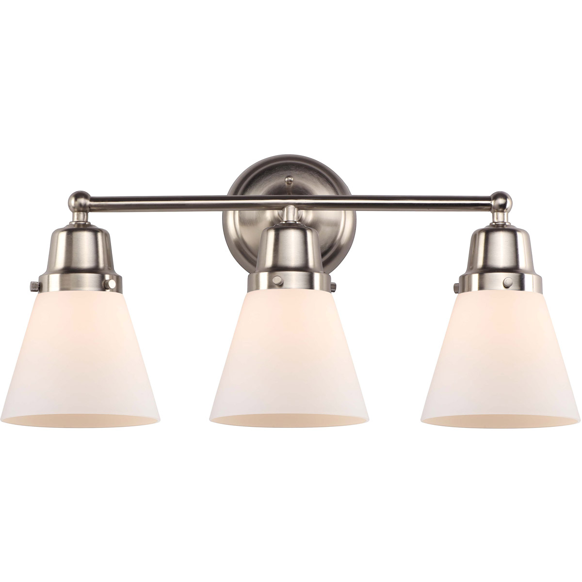 Aditi Small Cone 3 Light 22.25 inch Brushed Satin Nickel Bath Vanity Light Wall Light, Aditi