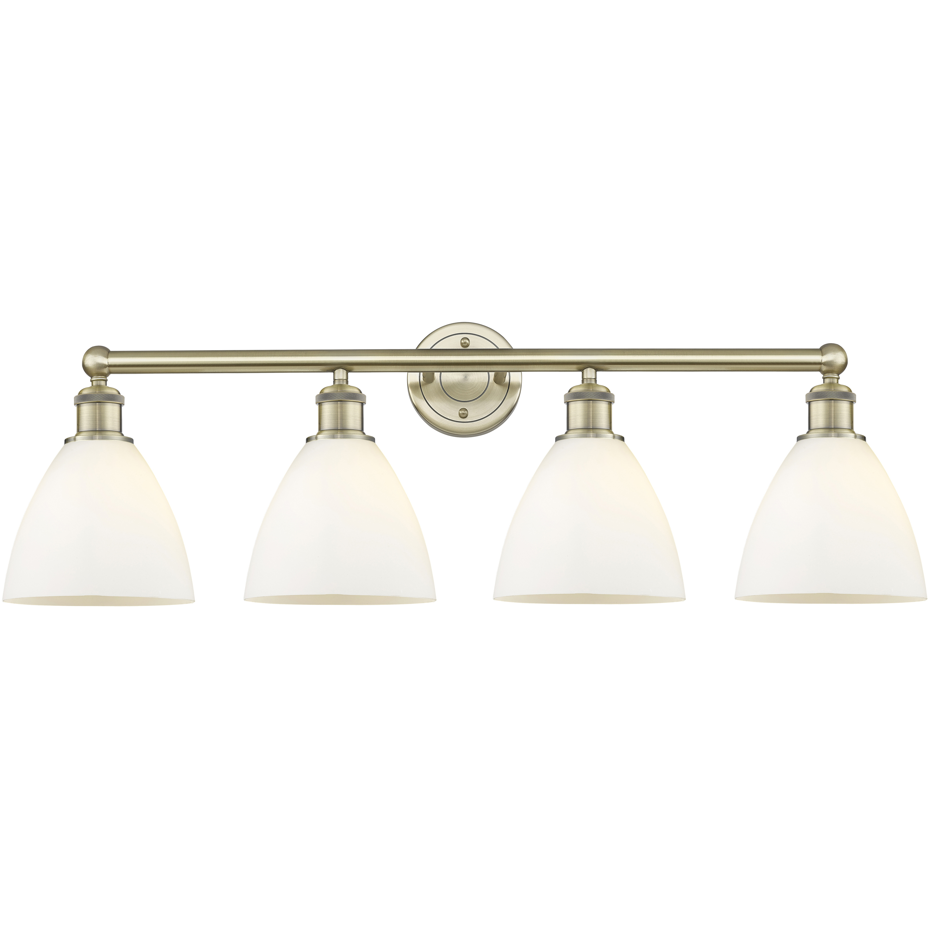 Bristol Glass 4 Light 34.5 inch Antique Brass Bath Vanity Light Wall Light in Matte White