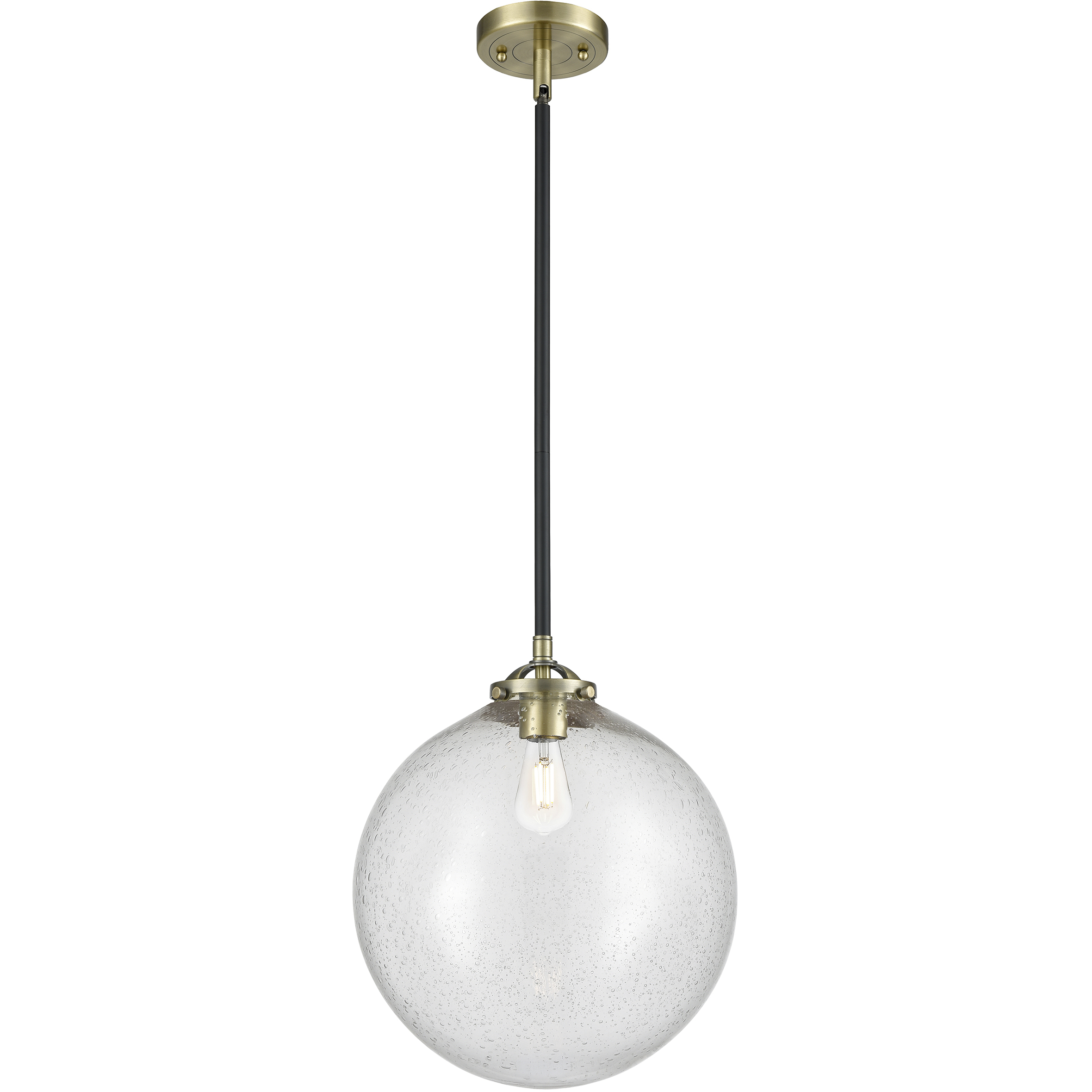 Nouveau Beacon 1 Light 12 inch Black Antique Brass Mini Pendant Ceiling Light in Incandescent, Seedy, Nouveau