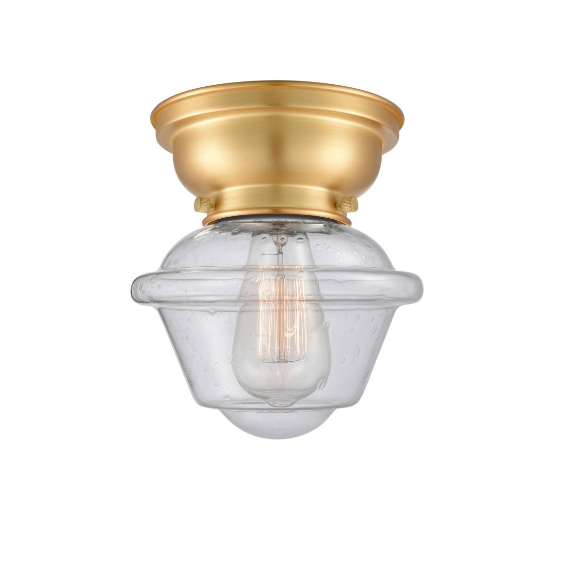 Aditi Small Bell LED 6.25 inch Satin Gold Flush Mount Ceiling Light in Light Smoke Glass, Aditi