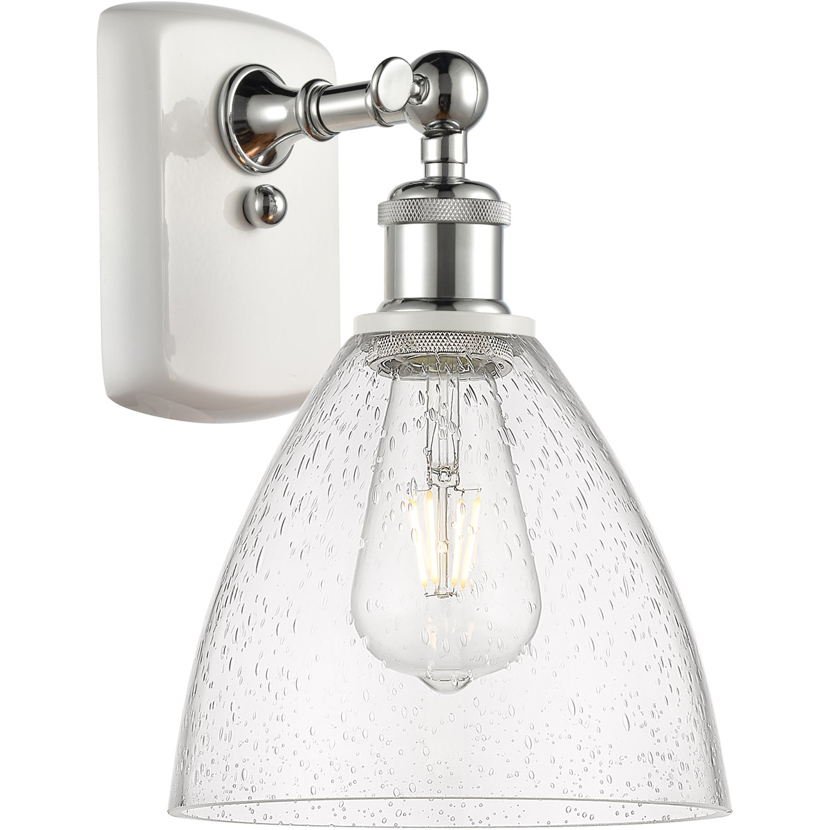 Ballston Ballston Dome LED 8 inch White and Polished Chrome Sconce Wall Light in Seedy Glass