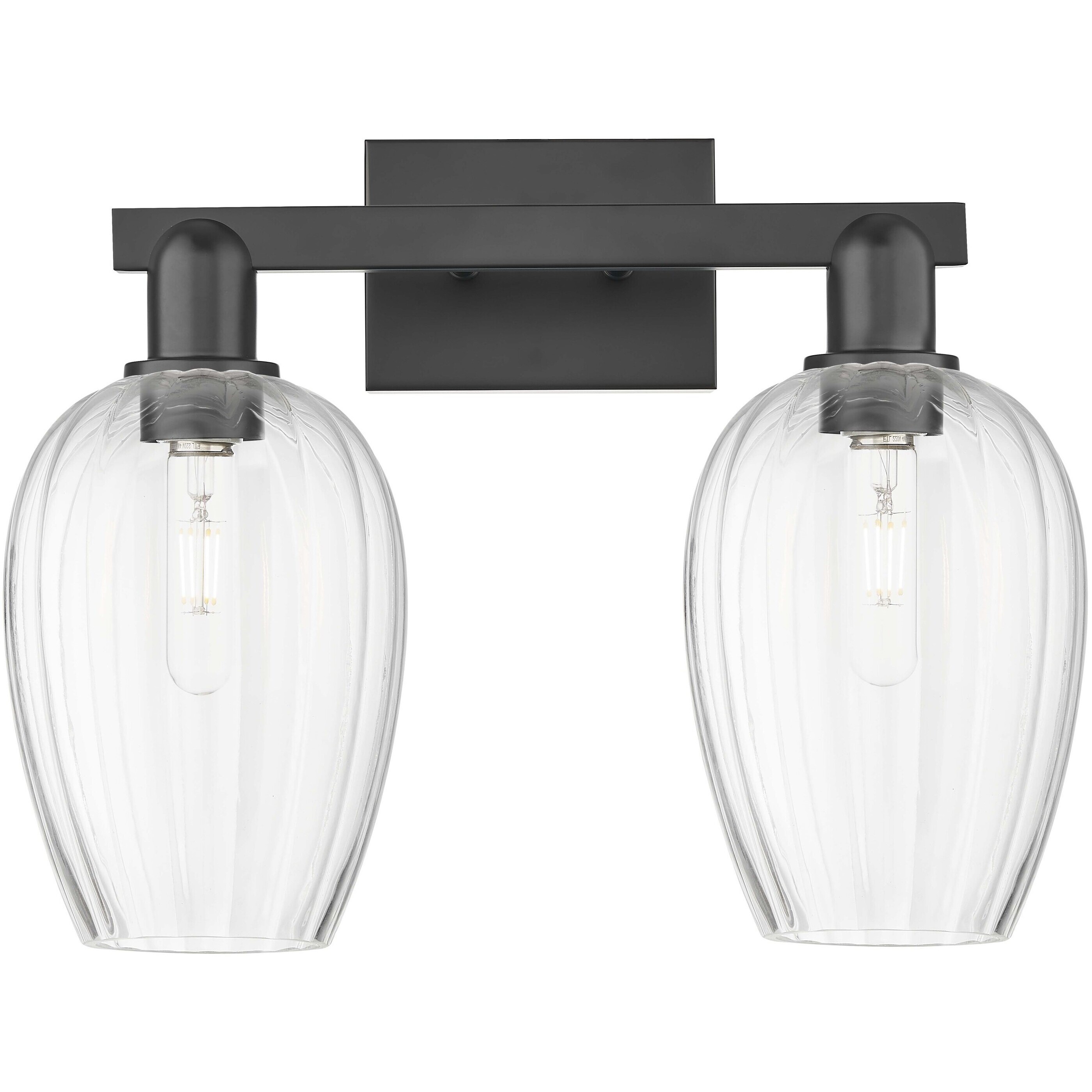 Preston 2 Light 16 inch Matte Black Bath Vanity Light Wall Light in Clear Glass