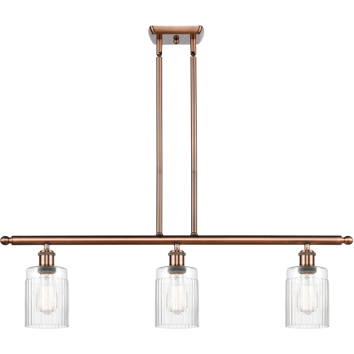 Ballston Hadley 3 Light 36 inch Antique Copper Island Light Ceiling Light in Clear Glass, Ballston