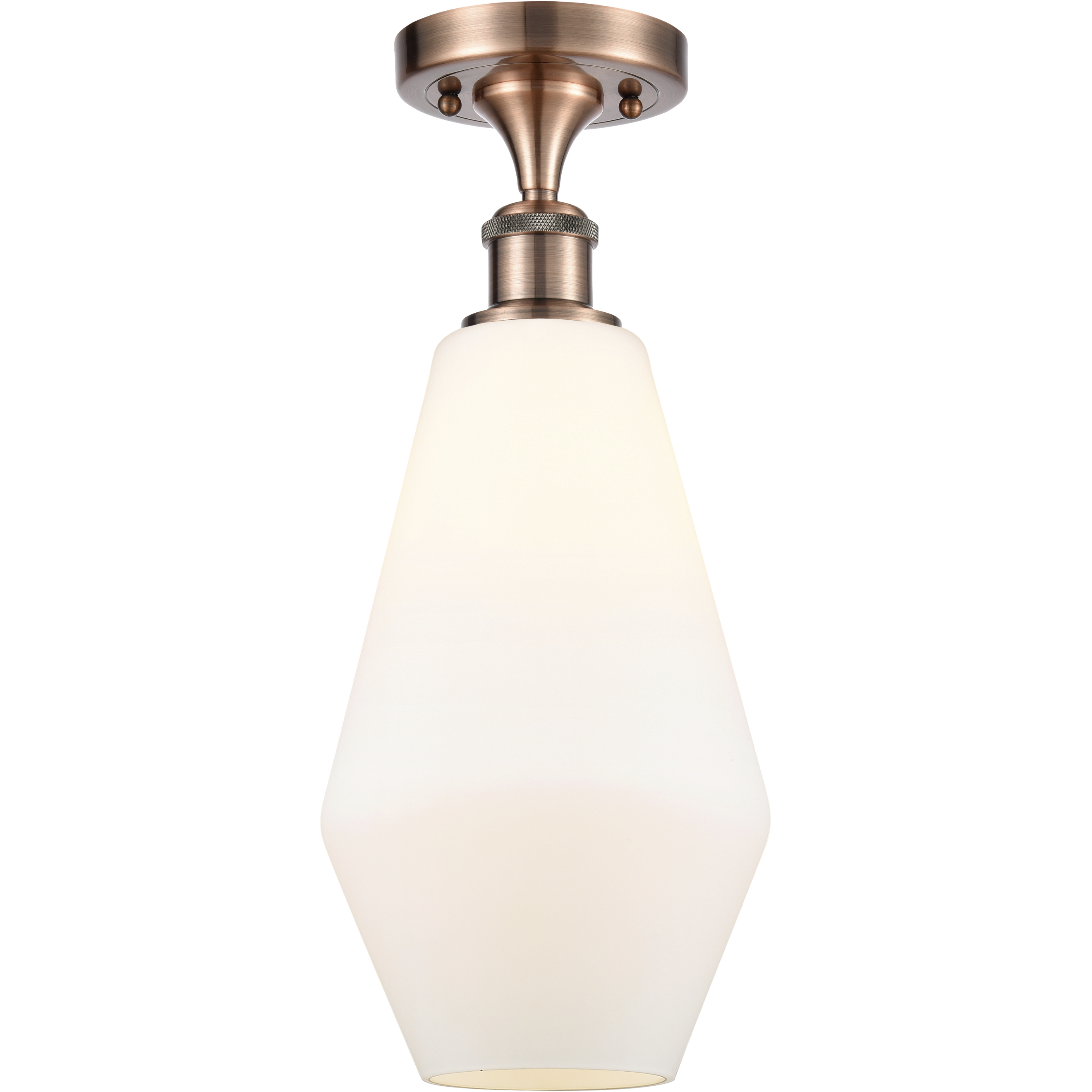 Ballston Cindyrella 1 Light 7 inch Antique Copper Semi-Flush Mount Ceiling Light in Incandescent, Matte White Glass