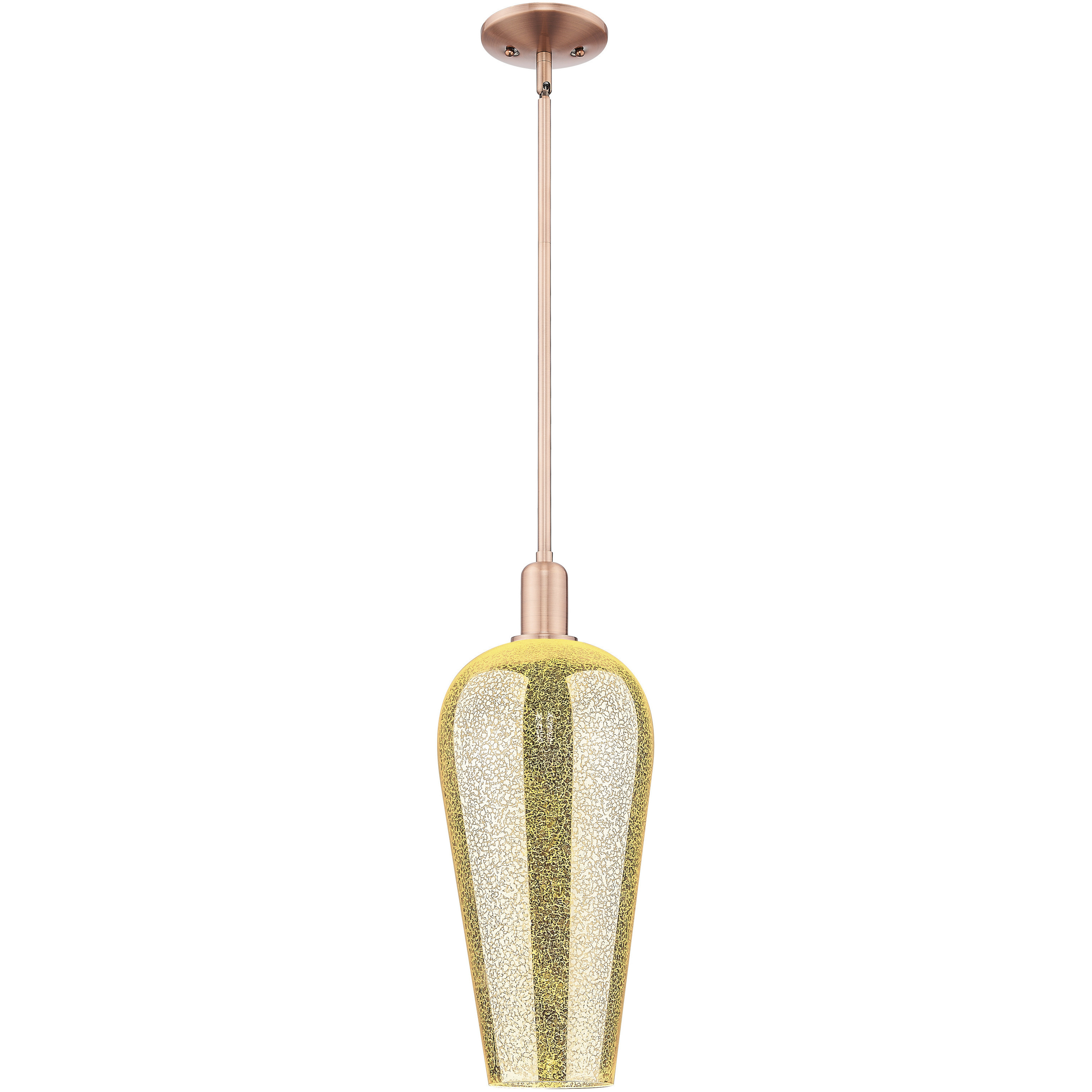 Chelsea 1 Light 8 inch Antique Copper Mini Pendant Ceiling Light in Mercury Deco Swirl Glass