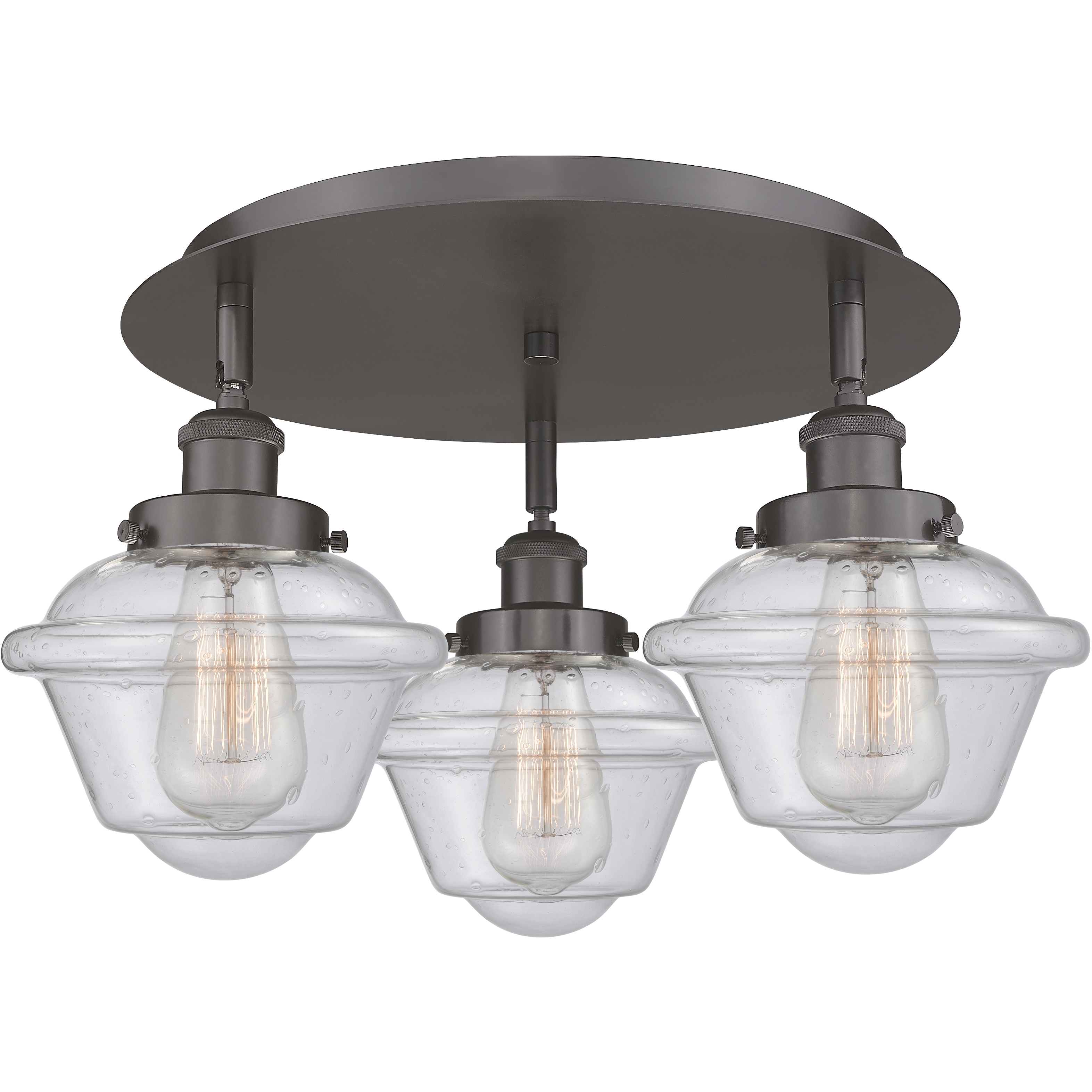 Oxford 3 Light 18.25 inch Oil Rubbed Bronze Flush Mount Ceiling Light in Seedy