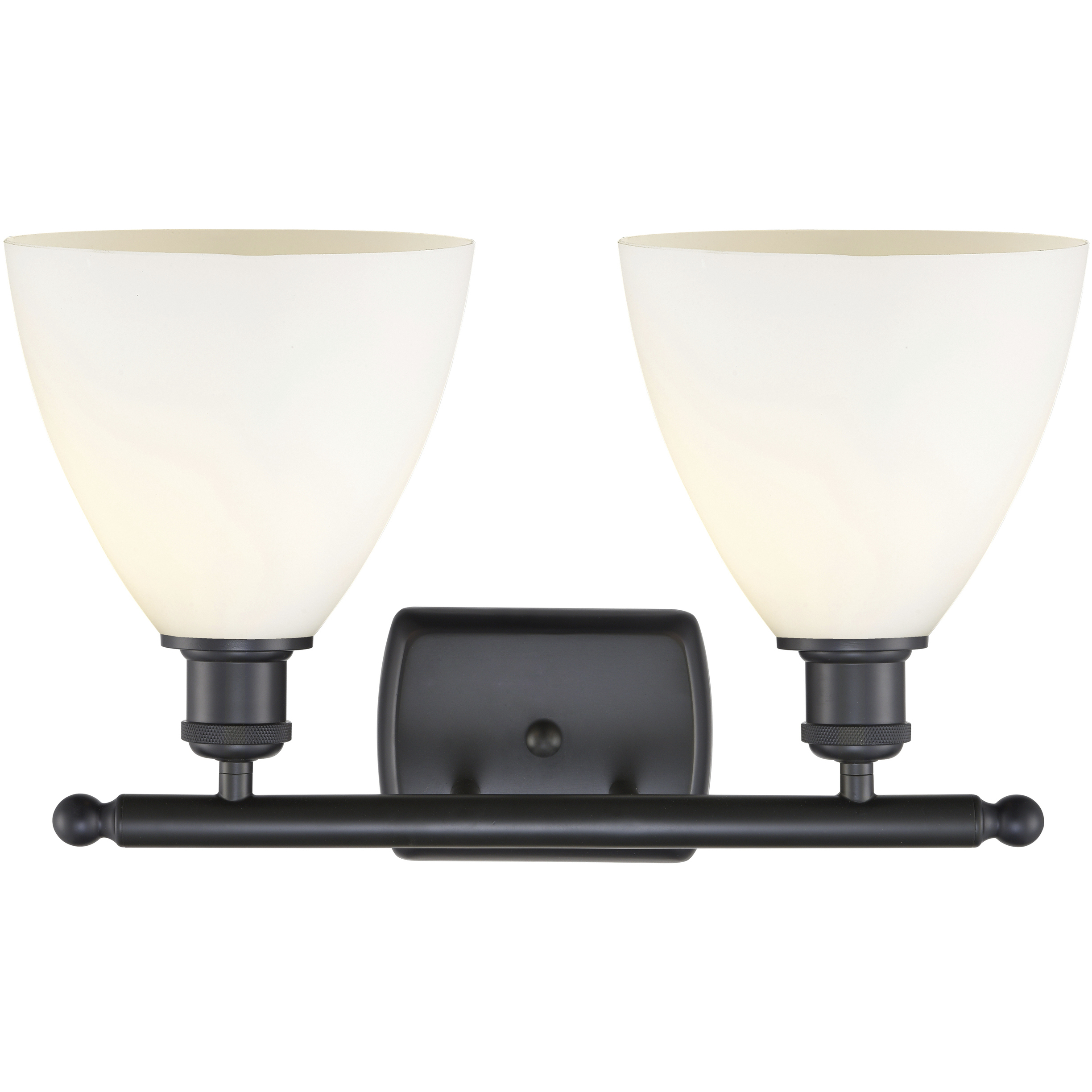 Ballston Ballston Dome 2 Light 18 inch Matte Black Bath Vanity Light Wall Light in Matte White Glass