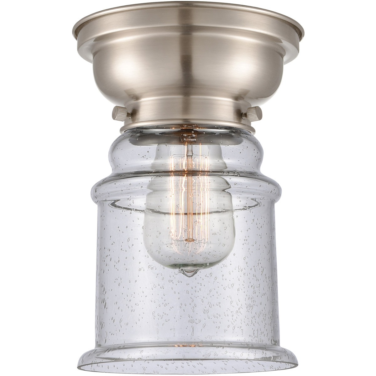 Aditi Small Canton LED 6.25 inch Brushed Satin Nickel Flush Mount Ceiling Light in Seedy Glass, Aditi
