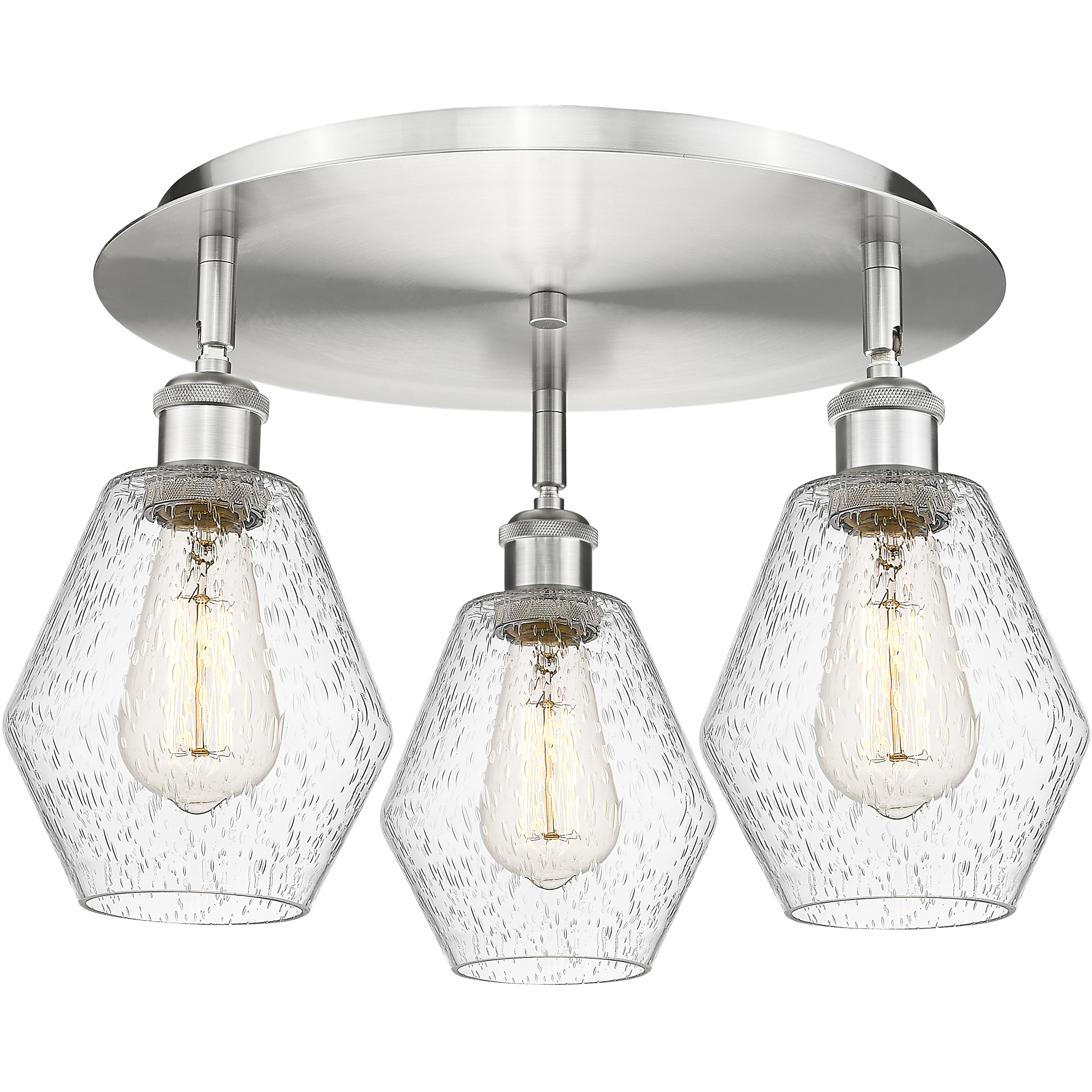 Cindyrella 3 Light 17.75 inch Satin Nickel Flush Mount Ceiling Light in Seedy