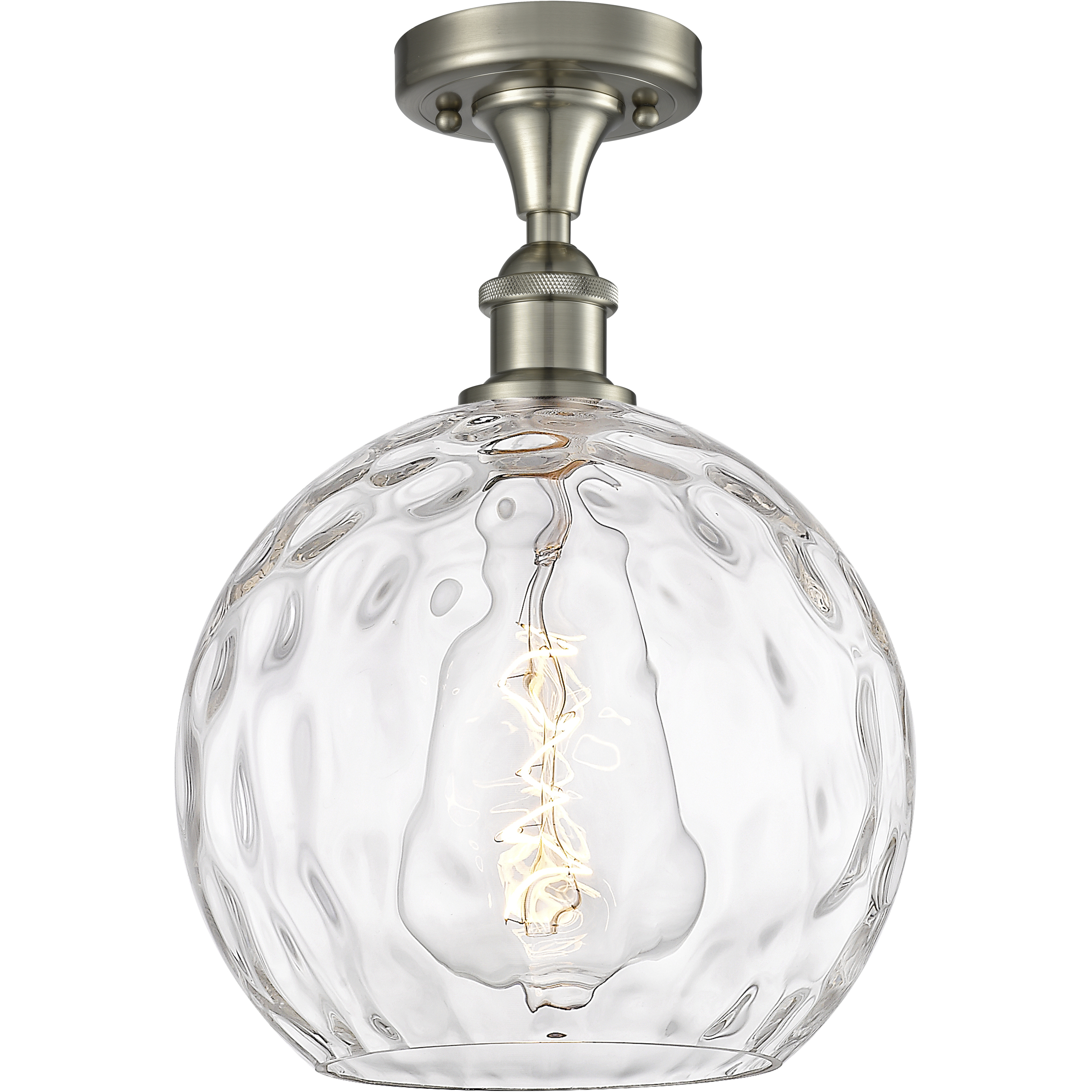 Edison Athens Water Glass 1 Light 10 inch Brushed Satin Nickel Semi-Flush Mount Ceiling Light