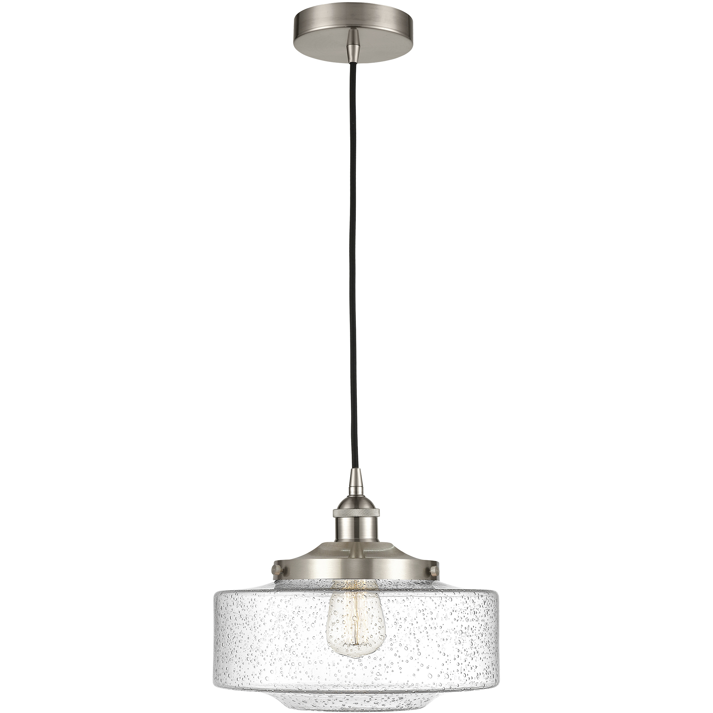 Bridgeton 1 Light 12 inch Brushed Satin Nickel Mini Pendant Ceiling Light in Seedy Glass