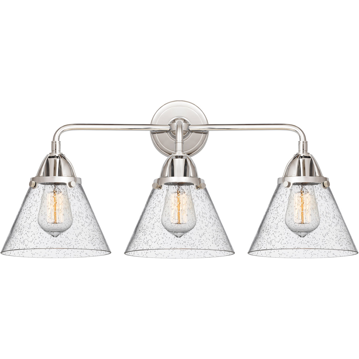 Nouveau 2 Large Cone LED 25.75 inch Polished Chrome Bath Vanity Light Wall Light in Seedy Glass