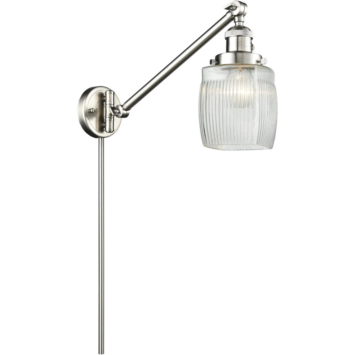 Colton 30 inch 3.50 watt Satin Nickel Swing Arm Wall Light, Franklin Restoration