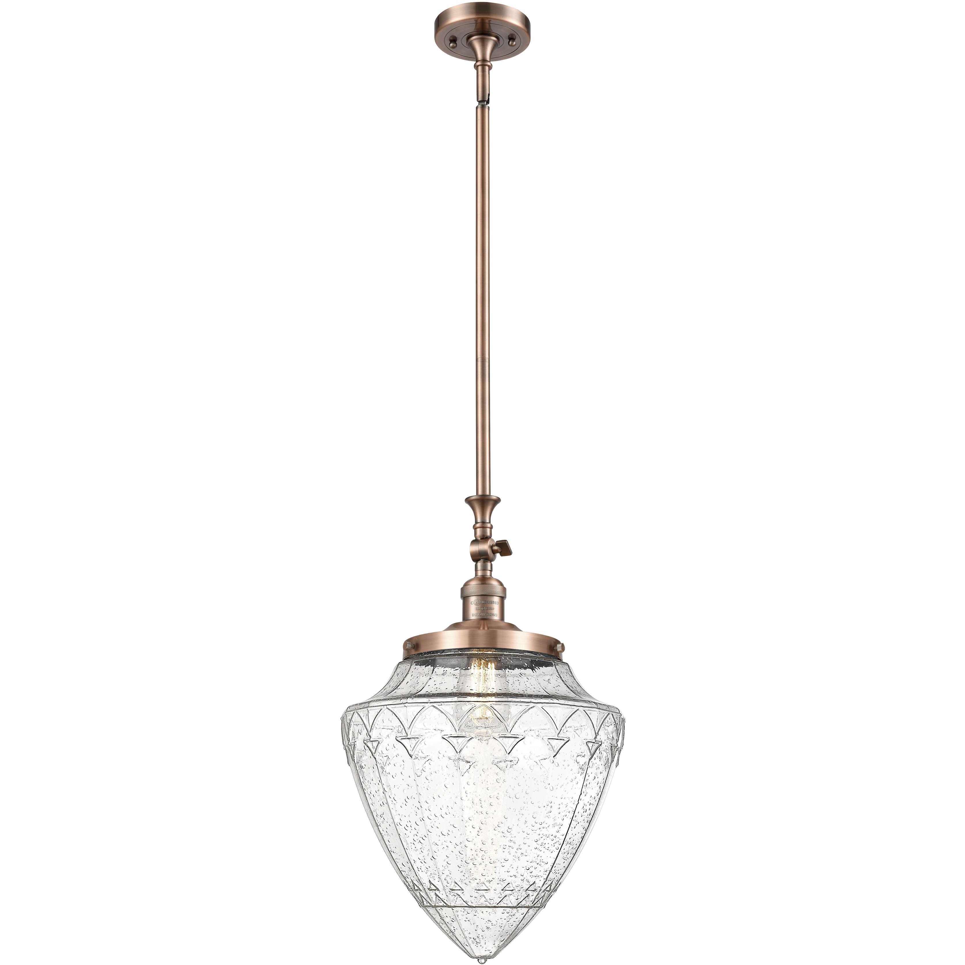 Franklin Restoration Bullet 1 Light 12 inch Antique Copper Mini Pendant Ceiling Light in Incandescent, Seedy