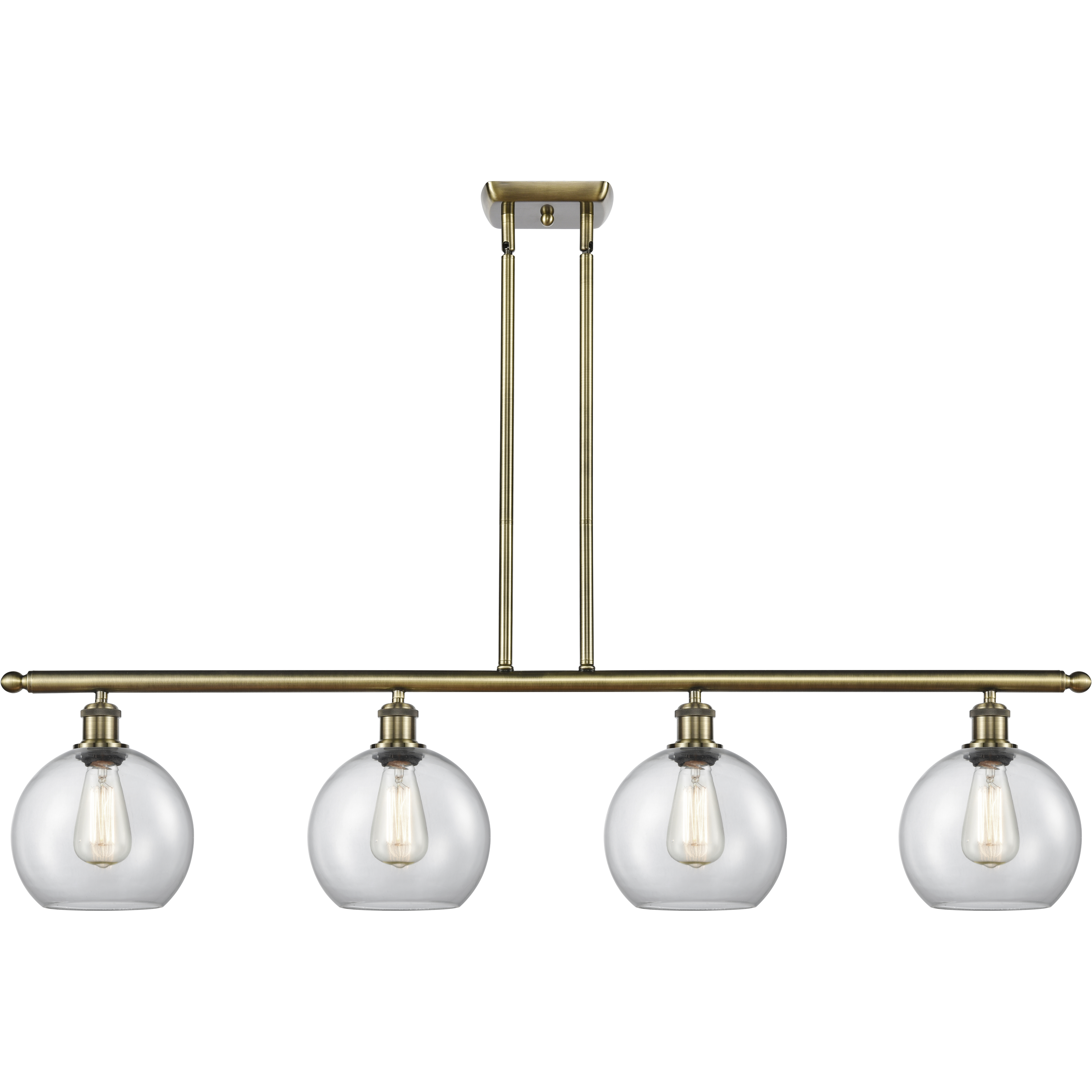 Ballston Athens LED 48 inch Antique Brass Island Light Ceiling Light in Clear Glass