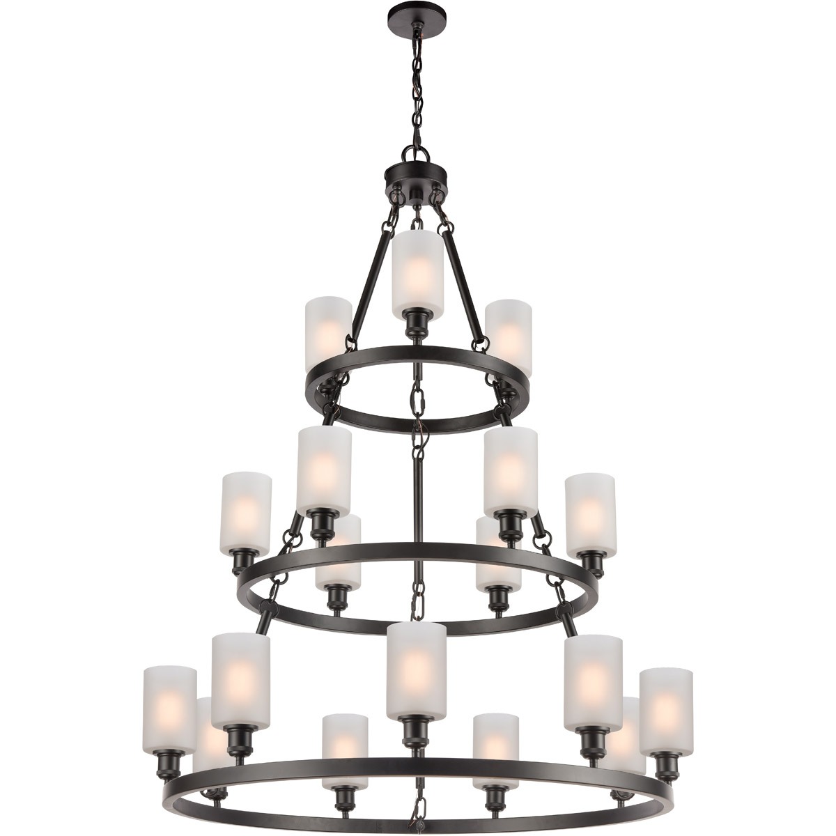 Ballston Saloon 18 Light 40 inch Matte Black Chandelier Ceiling Light in Bulb Not Included, Matte White Glass, Ballston