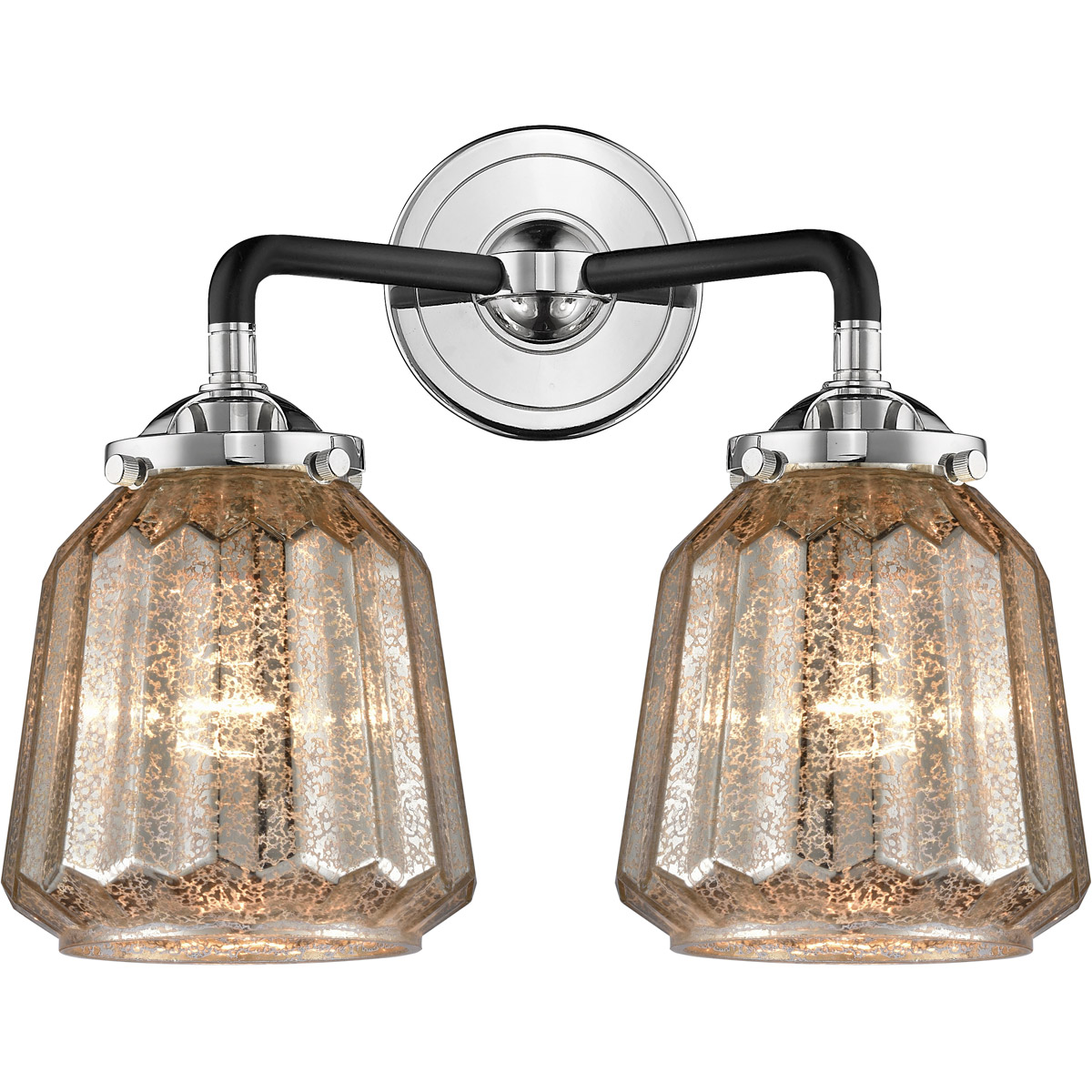 Nouveau Chatham LED 14 inch Black Polished Nickel Bath Vanity Light Wall Light in Mercury Glass, Nouveau