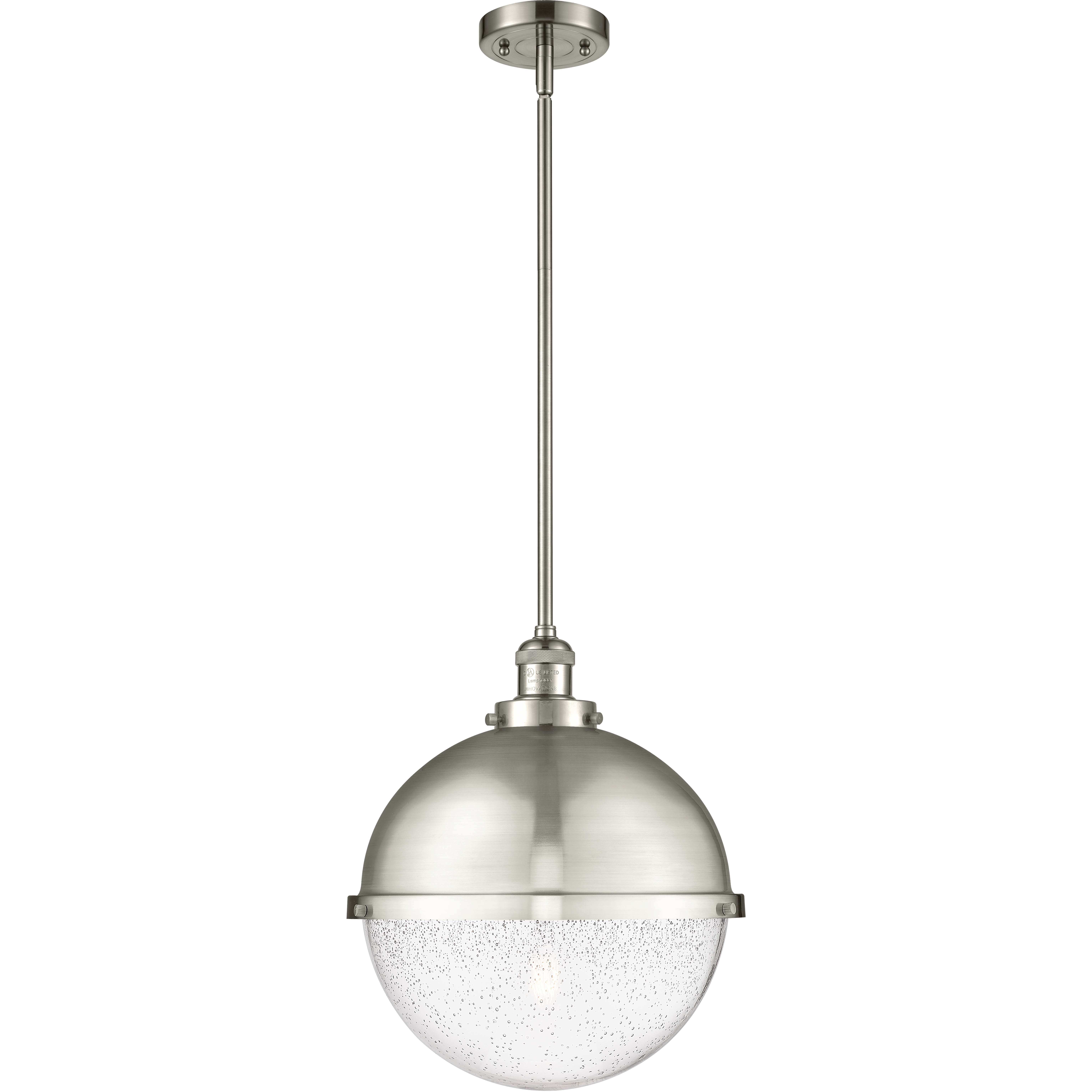 Franklin Restoration Hampden LED 12.88 inch Brushed Satin Nickel Pendant Ceiling Light in Seedy Glass