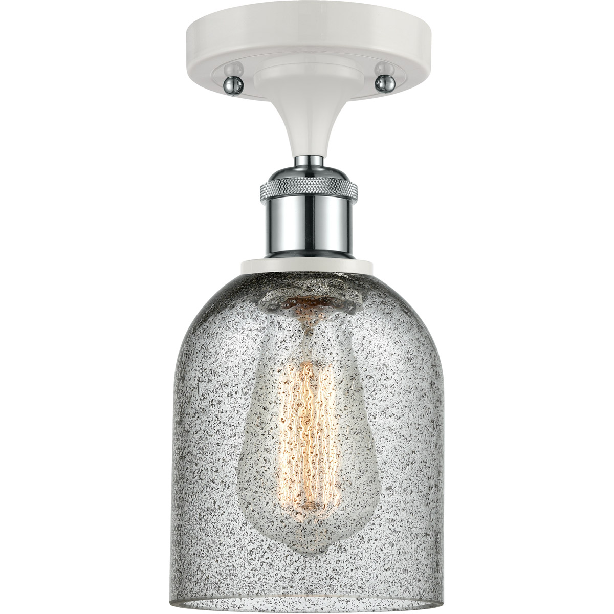 Ballston Caledonia LED 5 inch White and Polished Chrome Semi-Flush Mount Ceiling Light in Charcoal Glass, Ballston