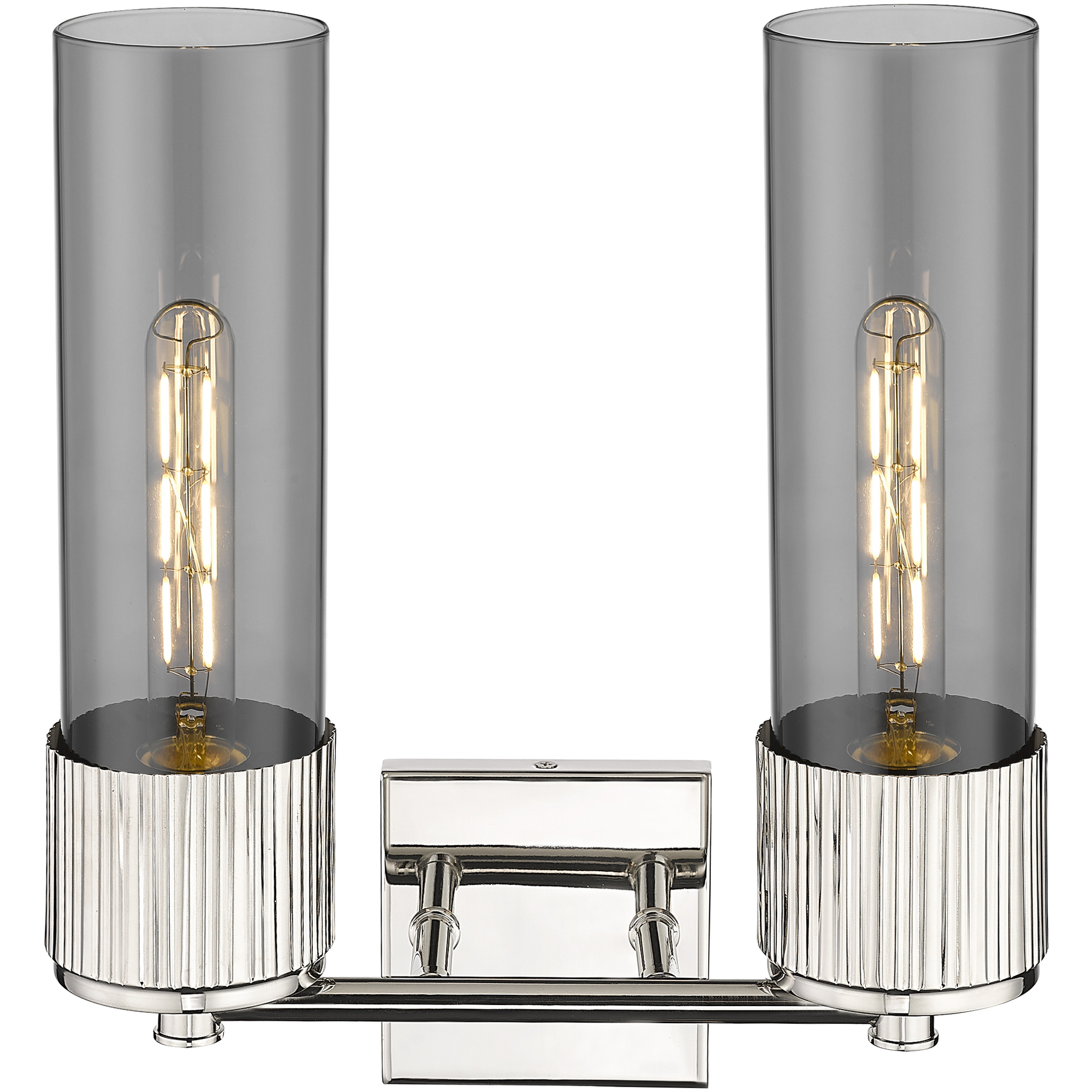 Bolivar 2 Light 13.5 inch Polished Nickel Bath Vanity Light Wall Light in Plated Smoke Glass
