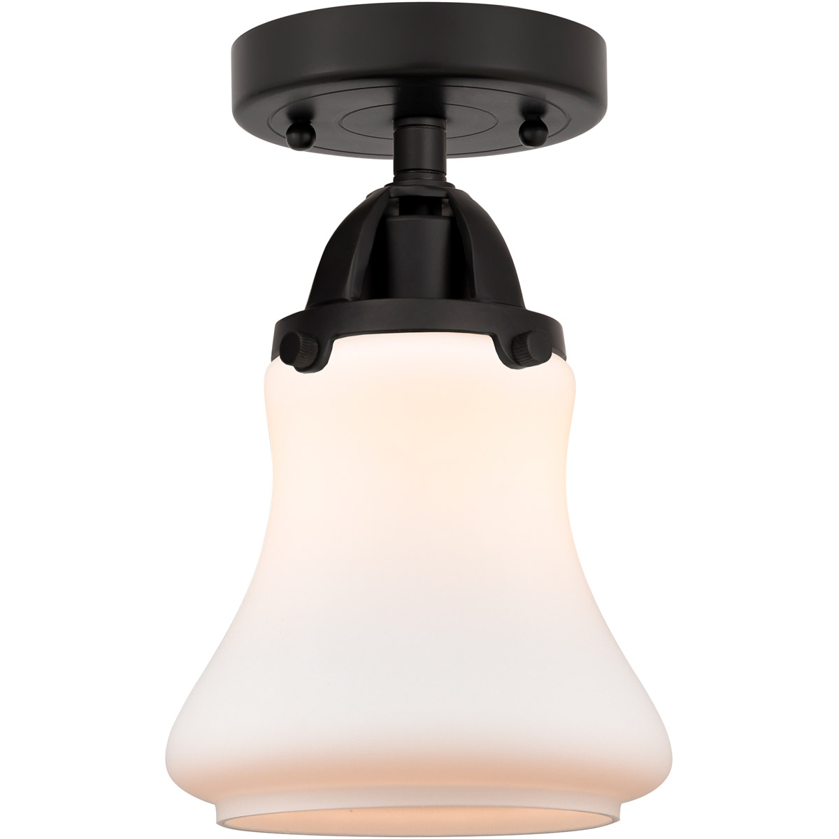 Nouveau 2 Bellmont 1 Light 6 inch Matte Black Semi-Flush Mount Ceiling Light in Matte White Glass
