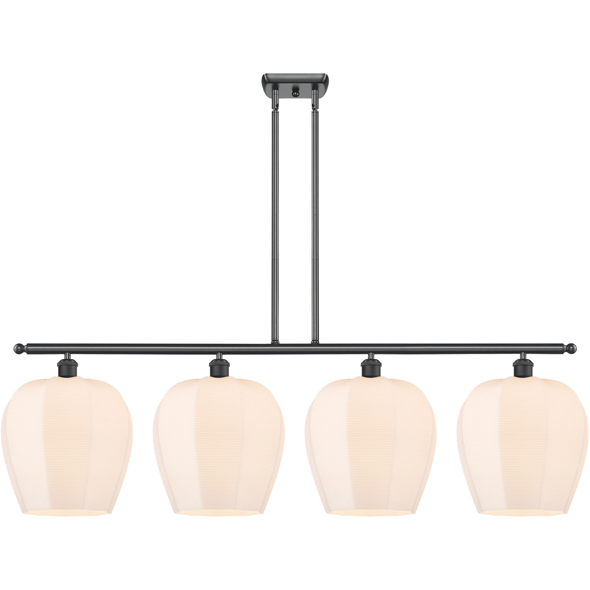 Ballston Norfolk 4 Light 50 inch Matte Black Island Light Ceiling Light in Matte White Glass
