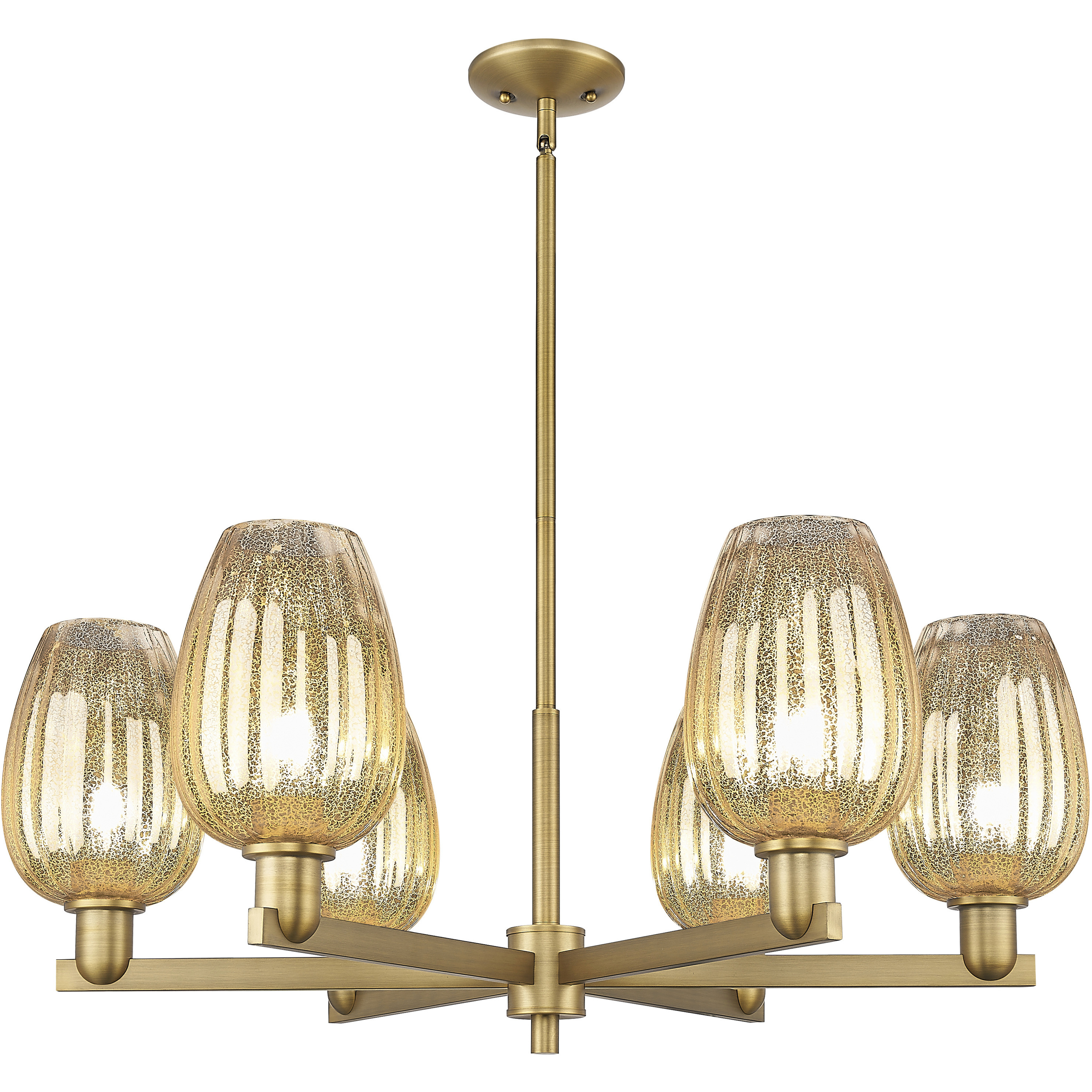 Preston 6 Light 23.88 inch Brushed Brass Chandelier Ceiling Light in Mercury Glass