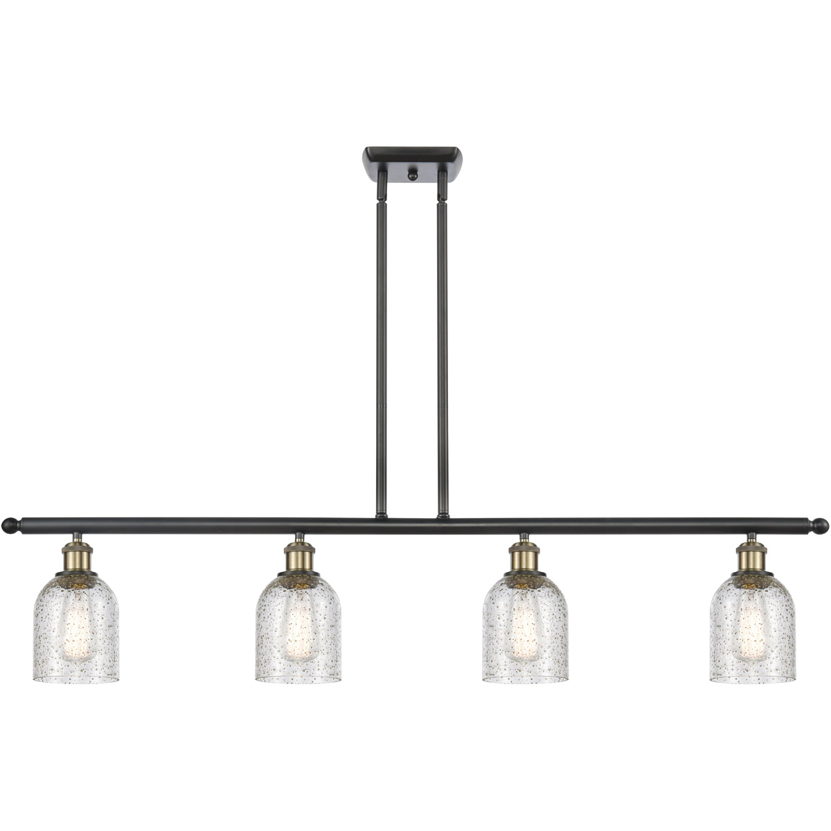 Ballston Caledonia 4 Light 48 inch Black Antique Brass Island Light Ceiling Light in Mica Glass, Ballston