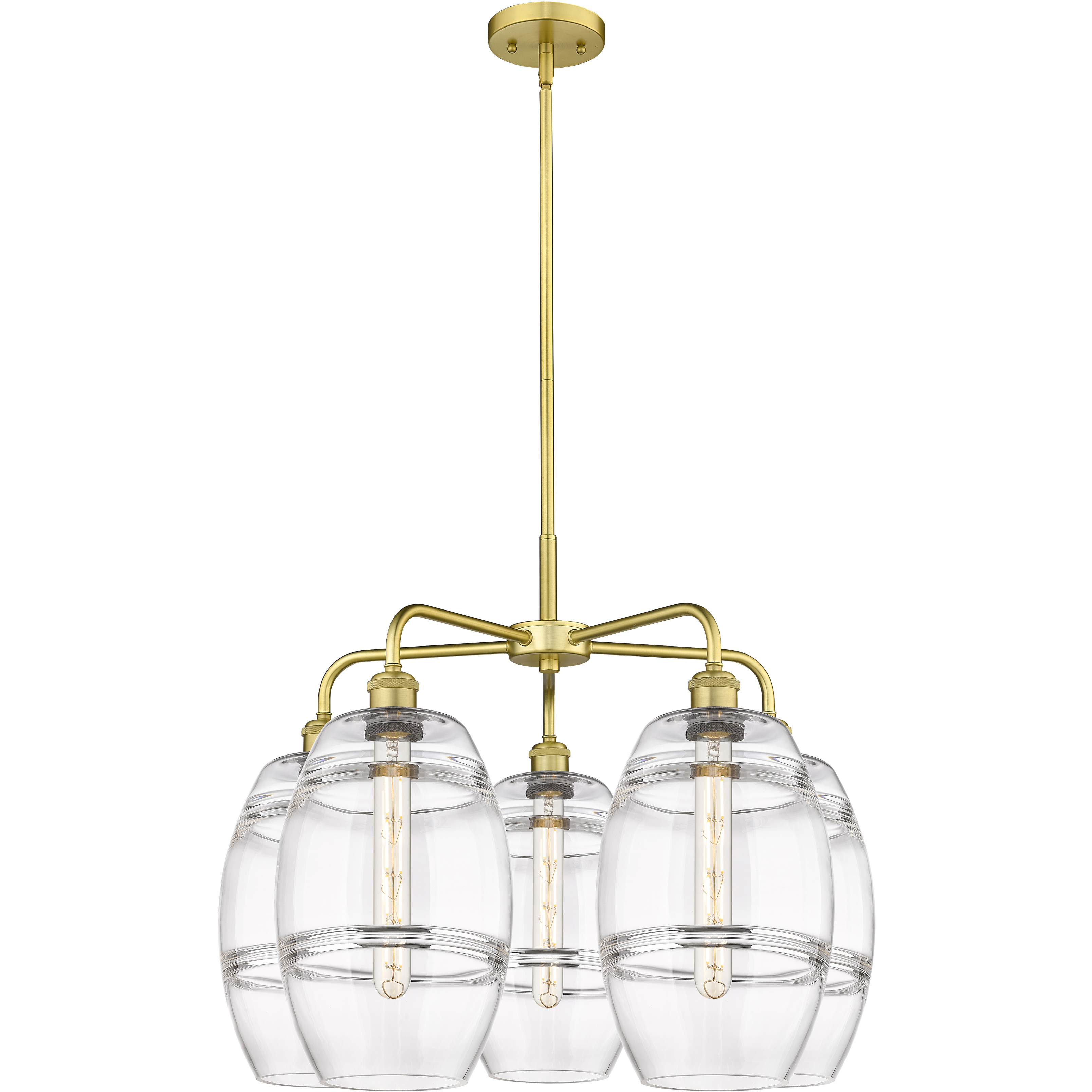 Ballston Vaz 5 Light 26 inch Satin Gold Stem Hung Chandelier Ceiling Light in Clear Glass