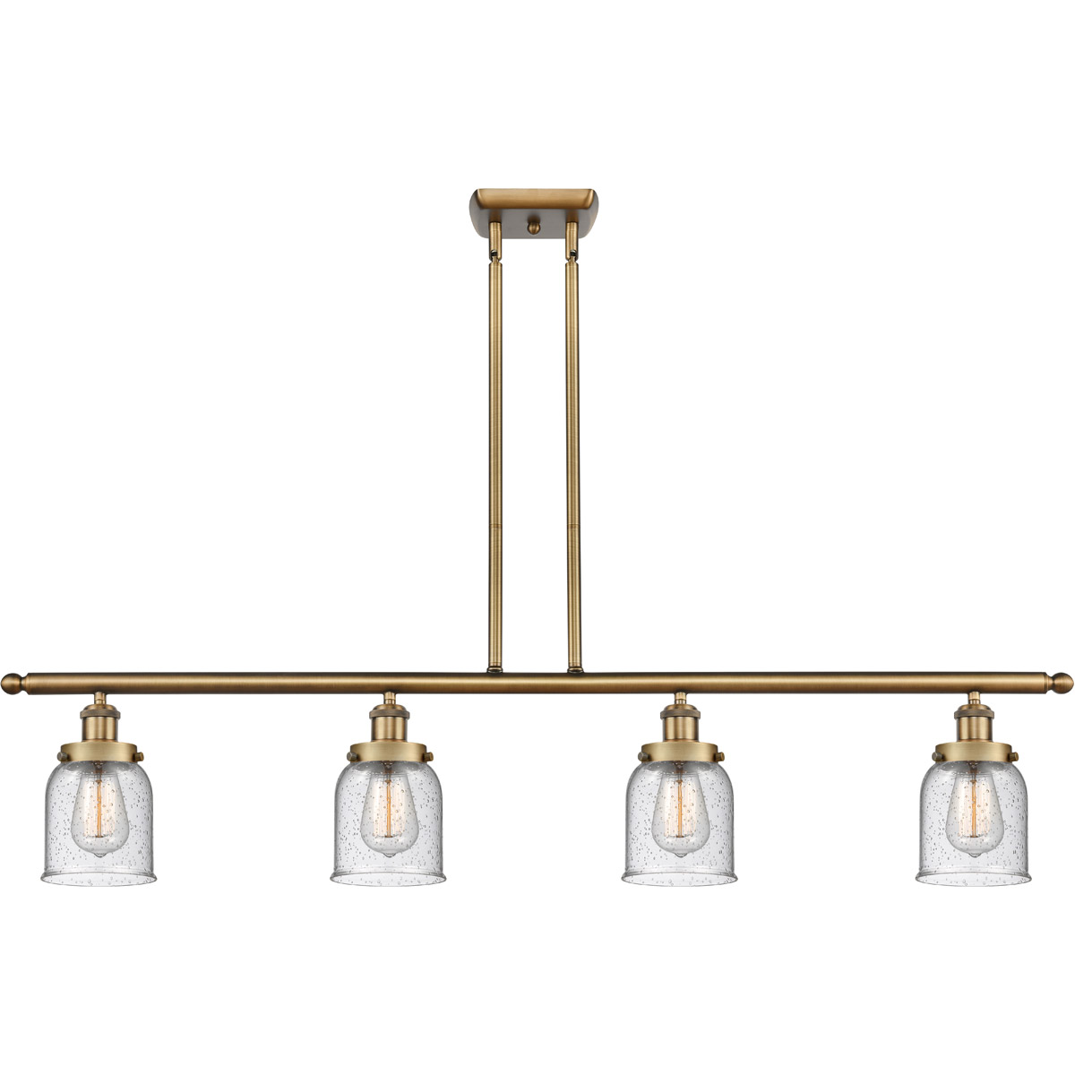 Ballston Small Bell 4 Light 48 inch Brushed Brass Island Light Ceiling Light in Seedy Glass