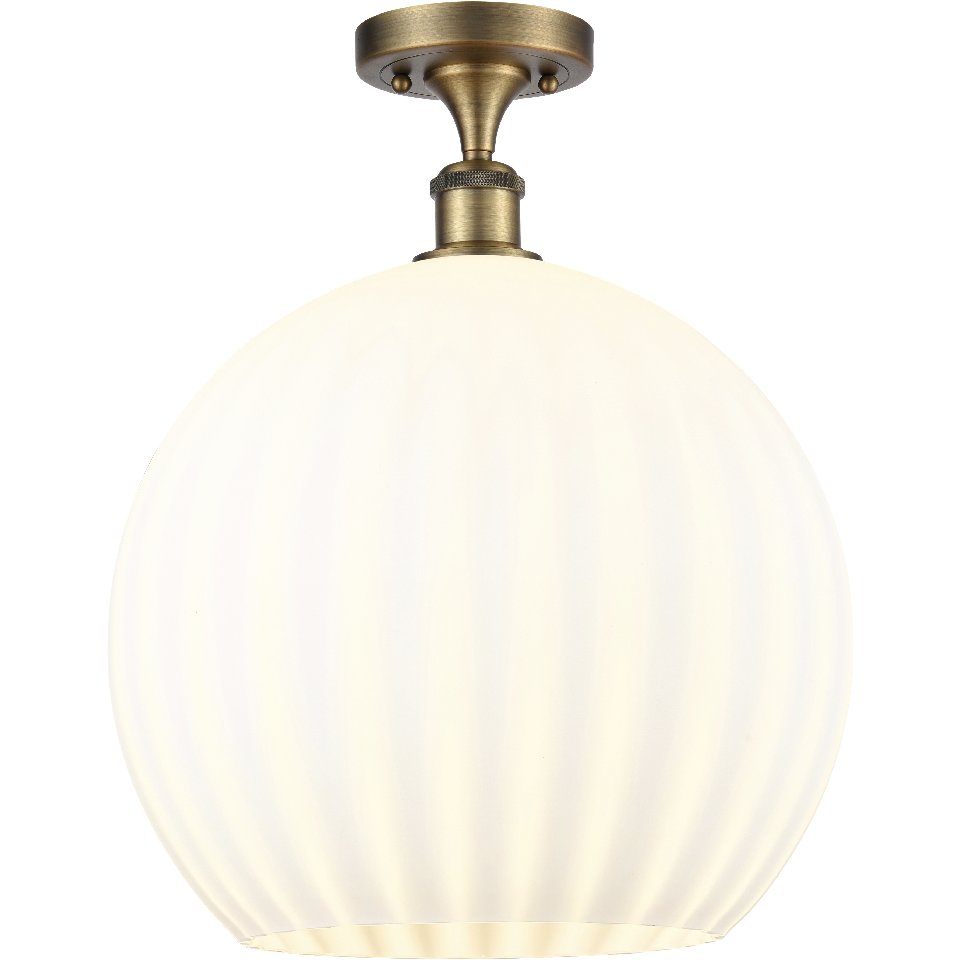 Edison White Venetian 1 Light 13.75 inch Brushed Brass Semi-Flush Mount Ceiling Light