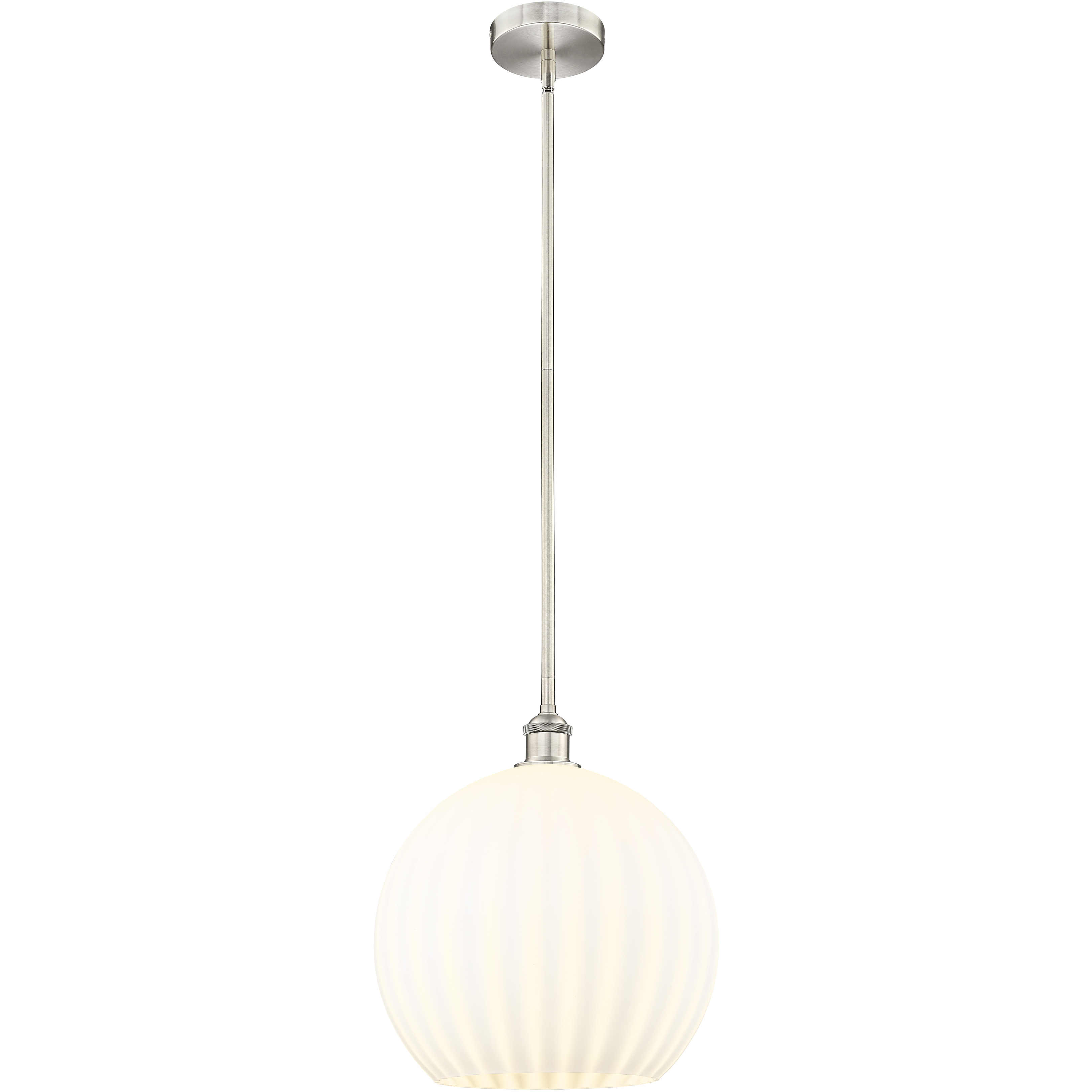 Edison White Venetian 1 Light 13.75 inch Brushed Satin Nickel Stem Hung Pendant Ceiling Light