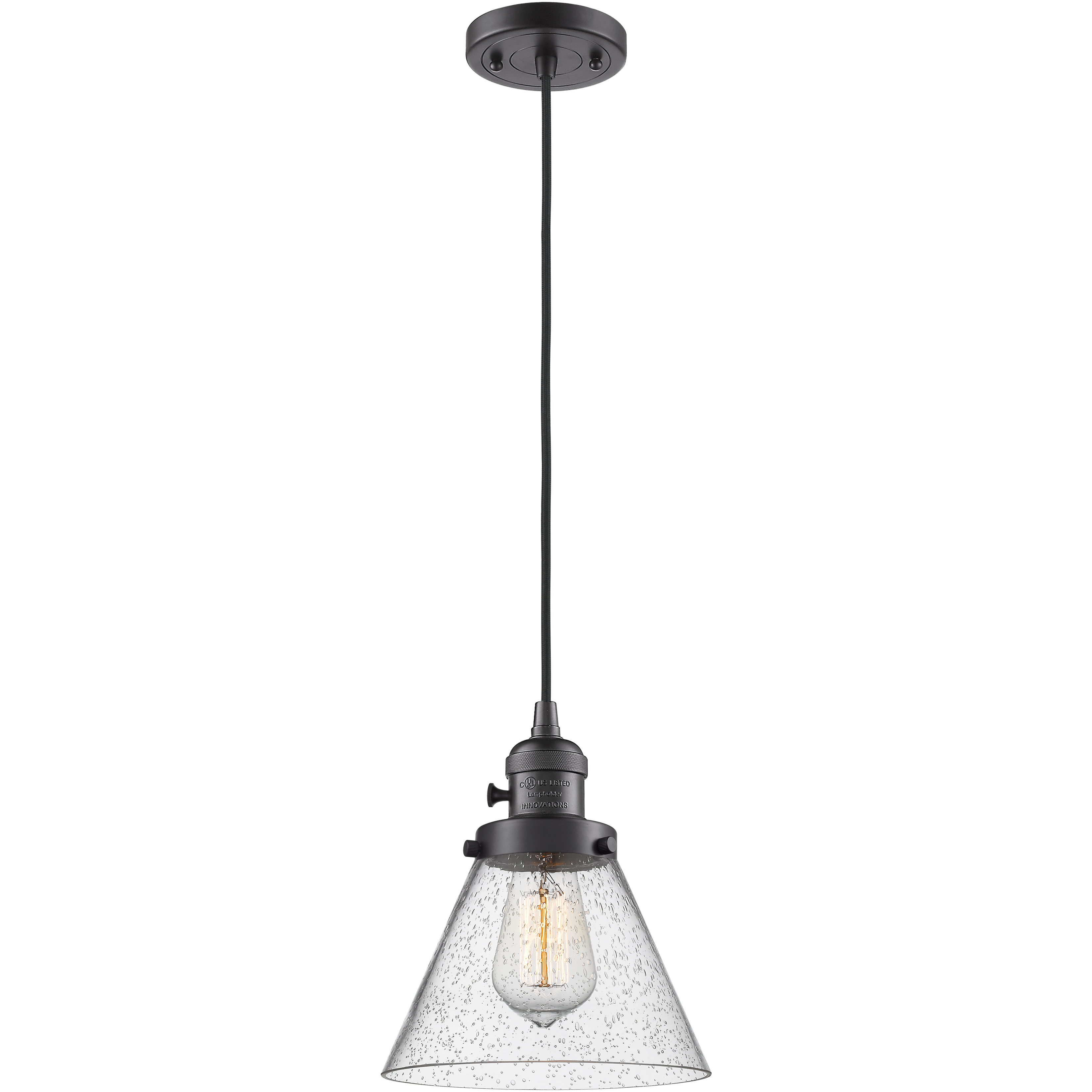 Franklin Restoration Cone 1 Light 8 inch Oil Rubbed Bronze Mini Pendant Ceiling Light in Incandescent, Seedy