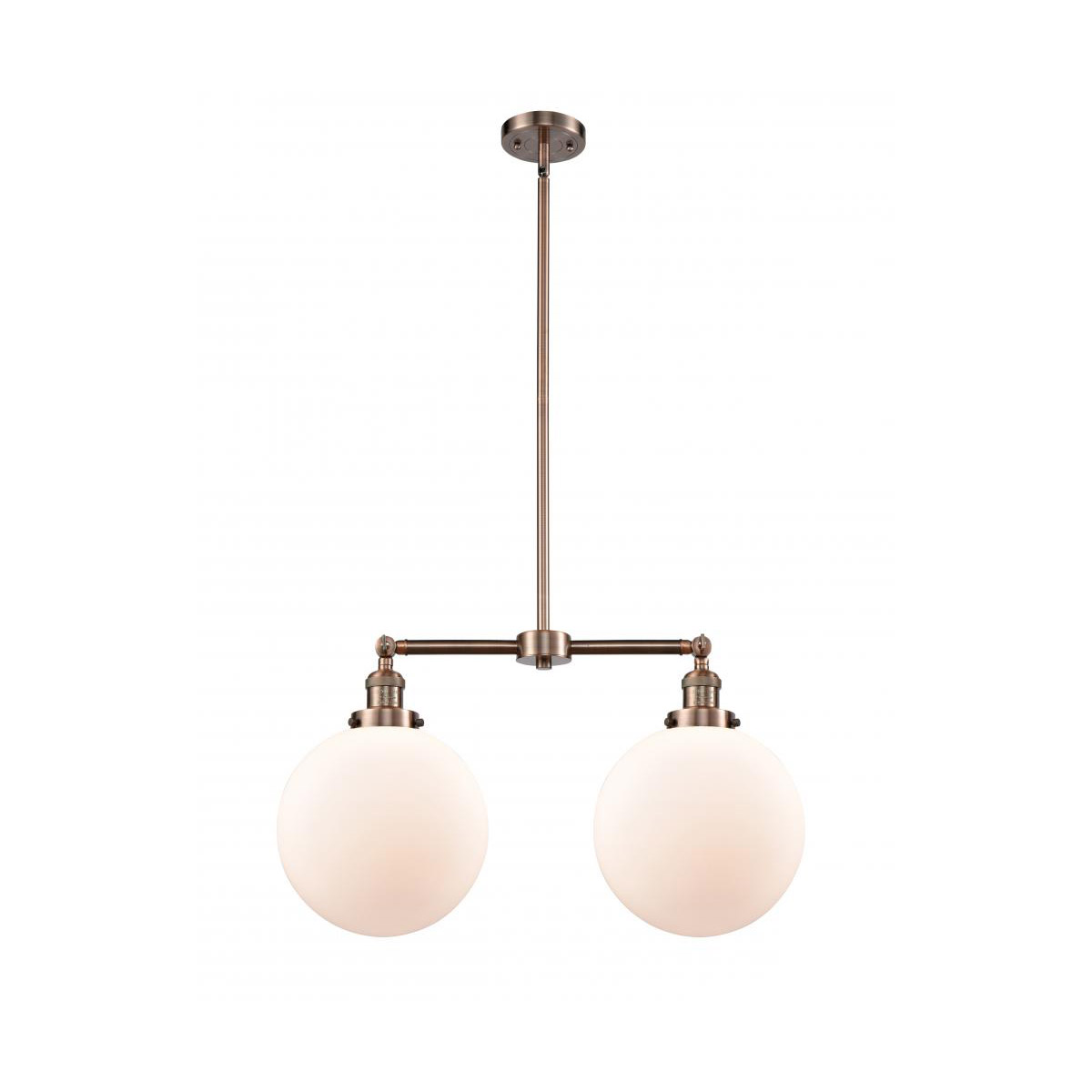 Franklin Restoration X-Large Beacon 2 Light 25 inch Antique Copper Island Light Ceiling Light in Matte White Glass, Franklin Restoration