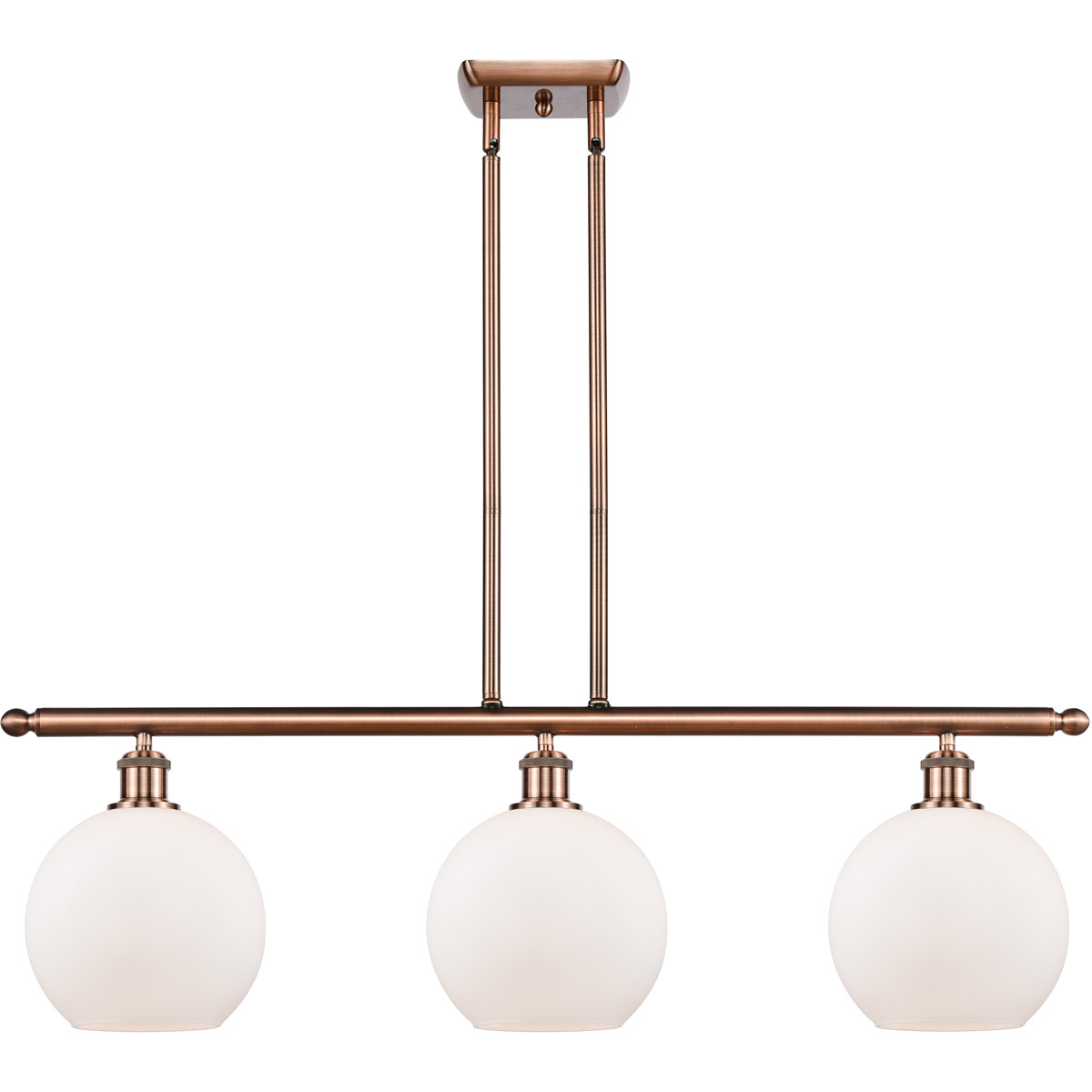 Ballston Athens LED 36 inch Antique Copper Island Light Ceiling Light in Matte White Glass, Ballston