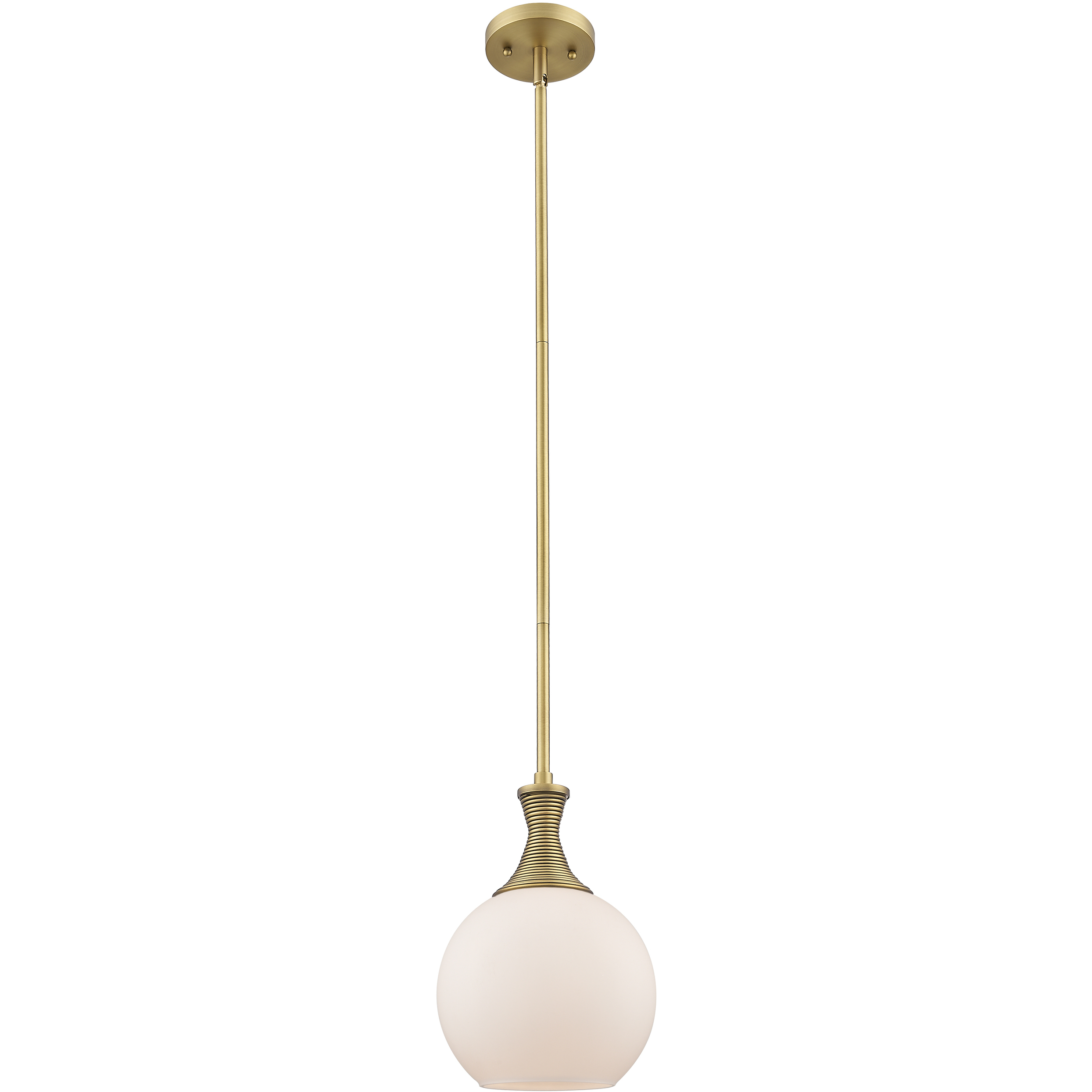 Astor 1 Light 8 inch Brushed Brass Mini Pendant Ceiling Light in Matte White Glass