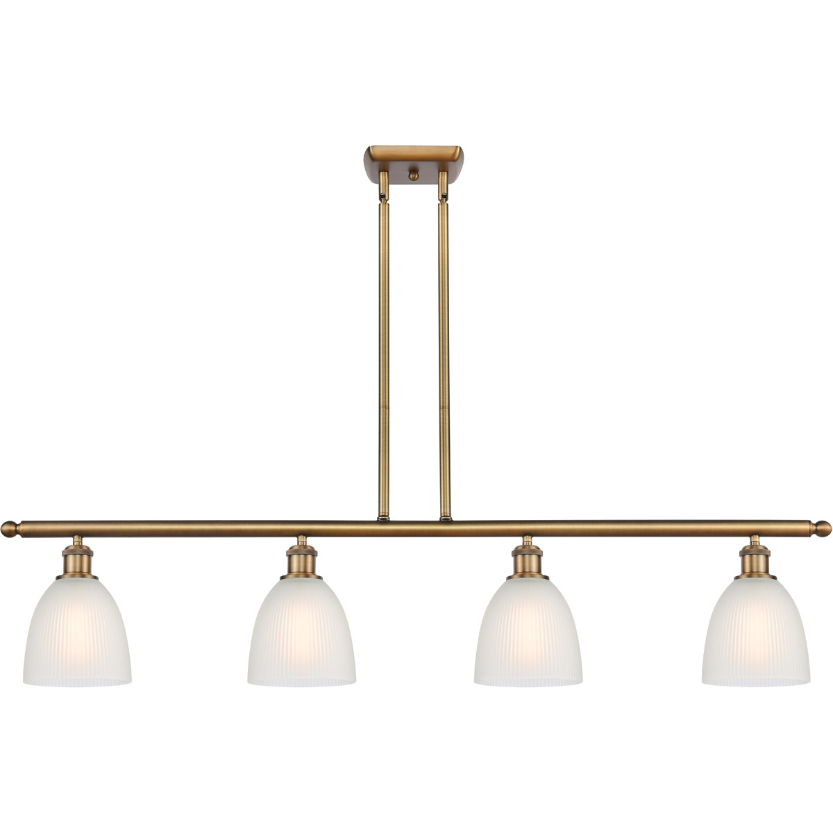 Ballston Castile 4 Light 48 inch Brushed Brass Island Light Ceiling Light in White Glass, Ballston