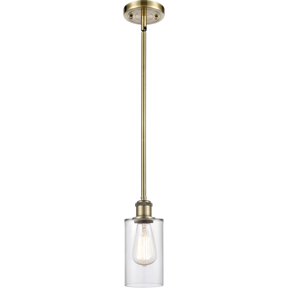 Ballston Clymer 1 Light 4 inch Antique Brass Pendant Ceiling Light in Incandescent, Clear Glass, Ballston