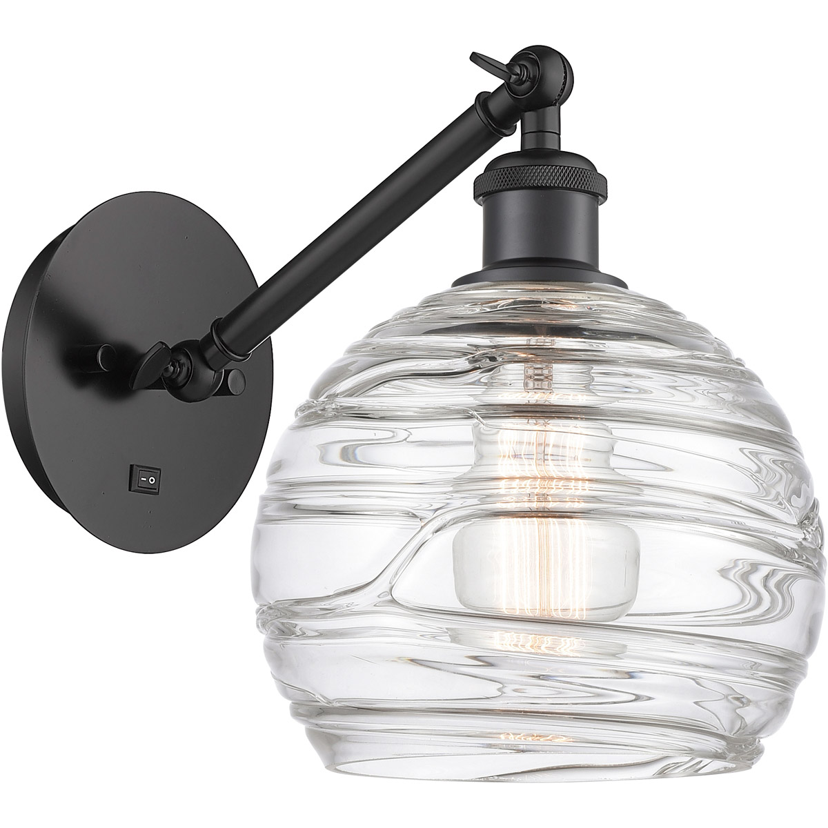Ballston Athens Deco Swirl 1 Light 8 inch Matte Black Sconce Wall Light