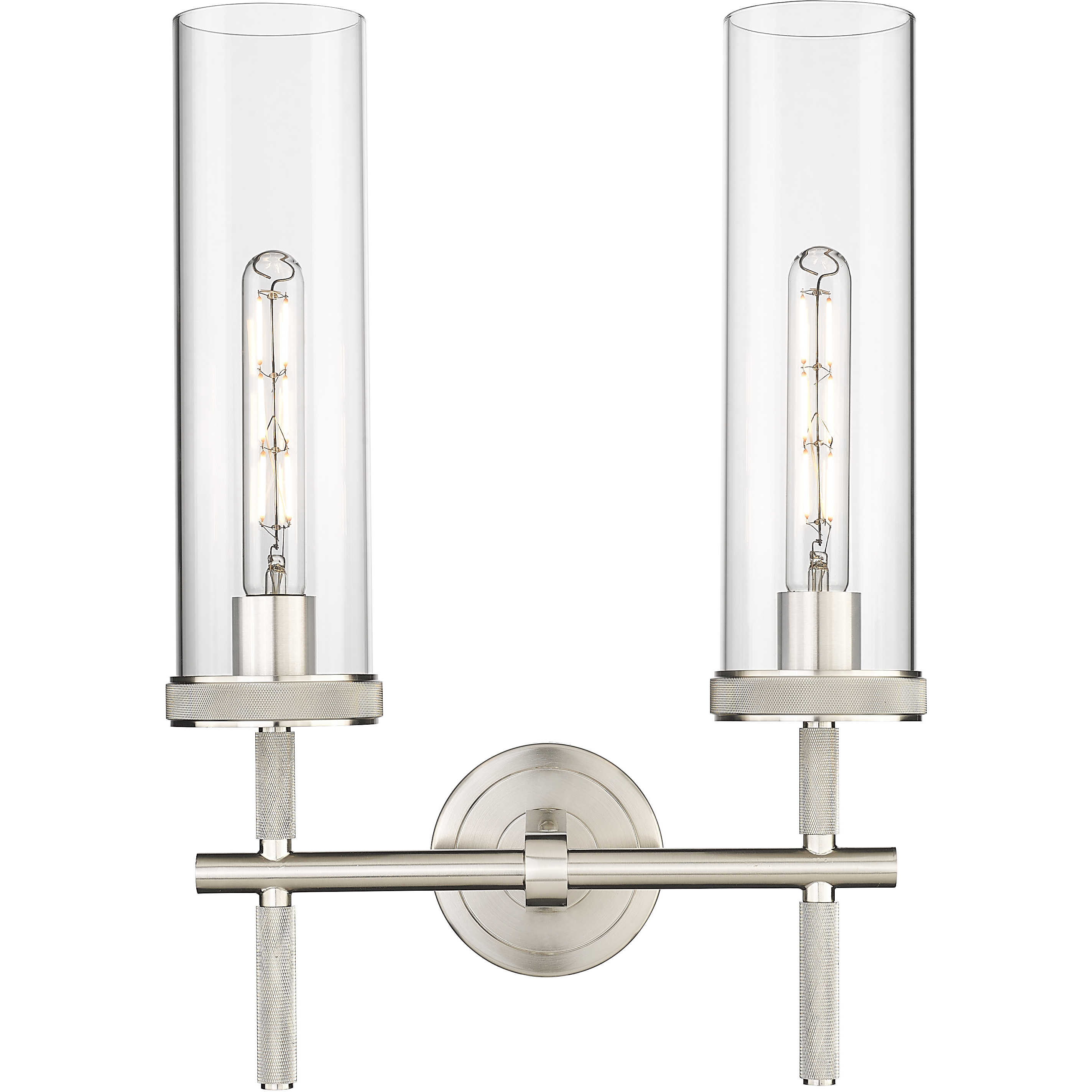 Lincoln 2 Light 13.88 inch Satin Nickel Bath Vanity Light Wall Light in Clear Glass