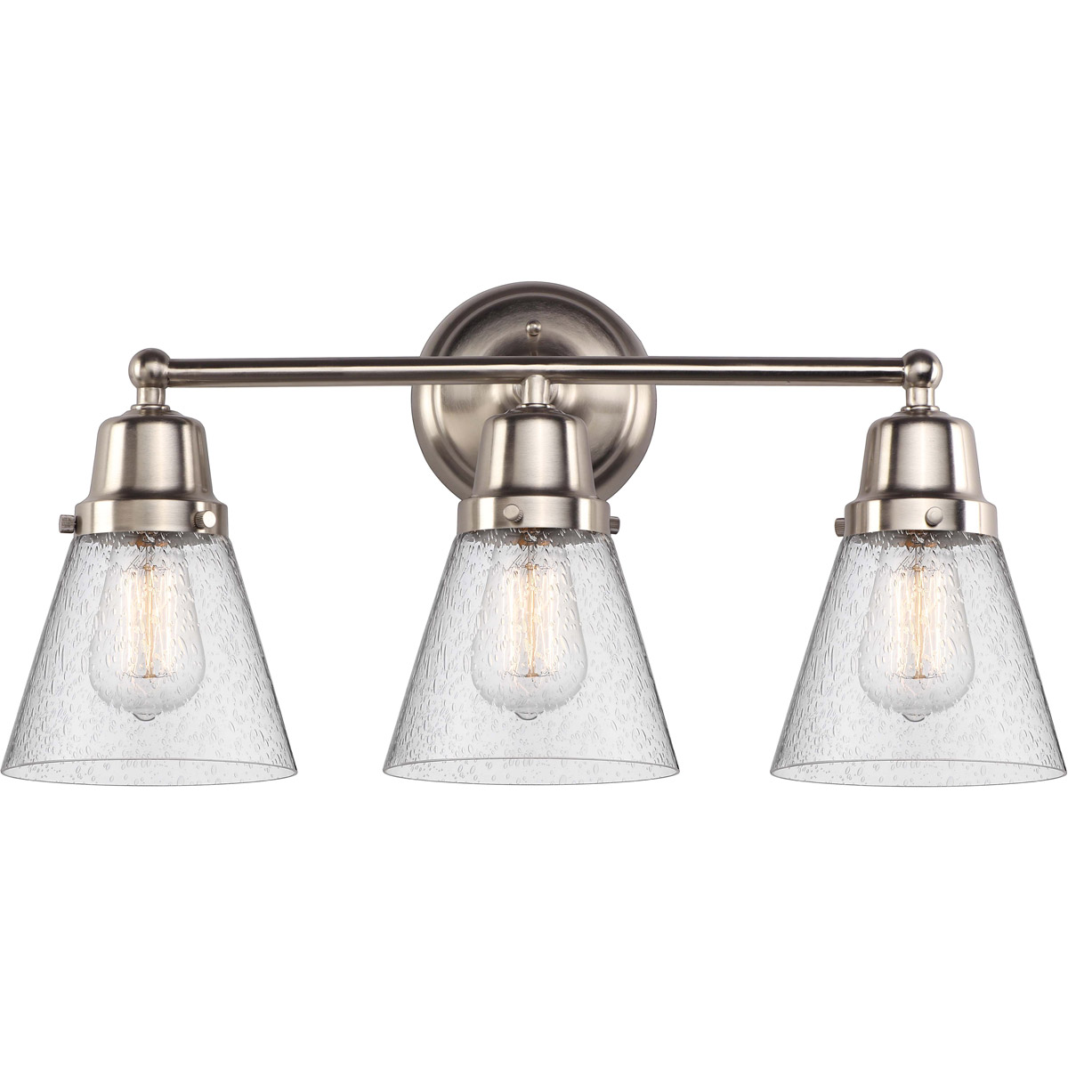 Aditi Small Cone 3 Light 22.25 inch Brushed Satin Nickel Bath Vanity Light Wall Light, Aditi