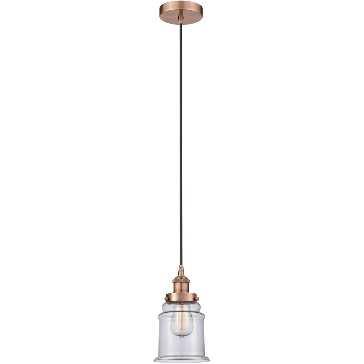 Edison Canton 1 Light 6 inch Antique Copper Mini Pendant Ceiling Light