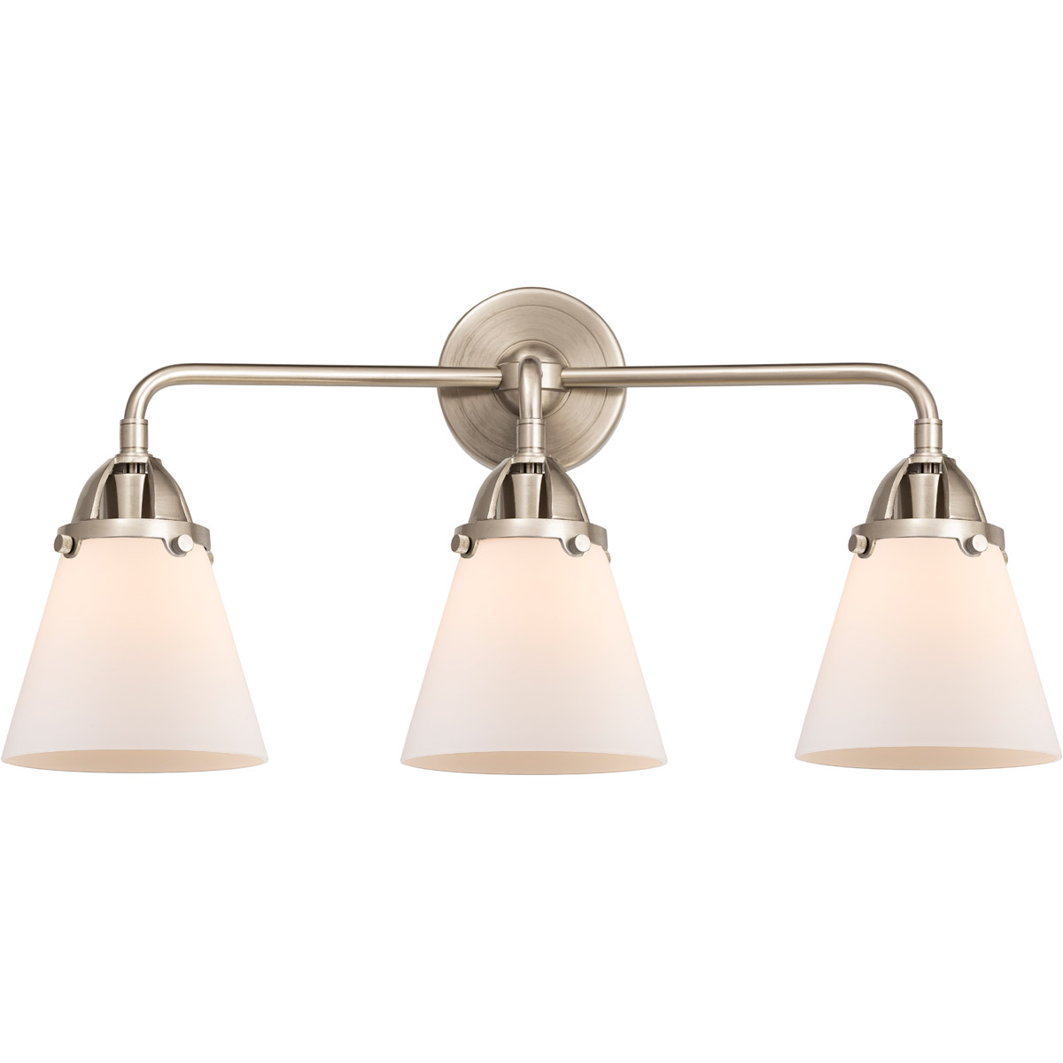 Nouveau 2 Small Cone LED 24.25 inch Brushed Brass Bath Vanity Light Wall Light in Matte White Glass