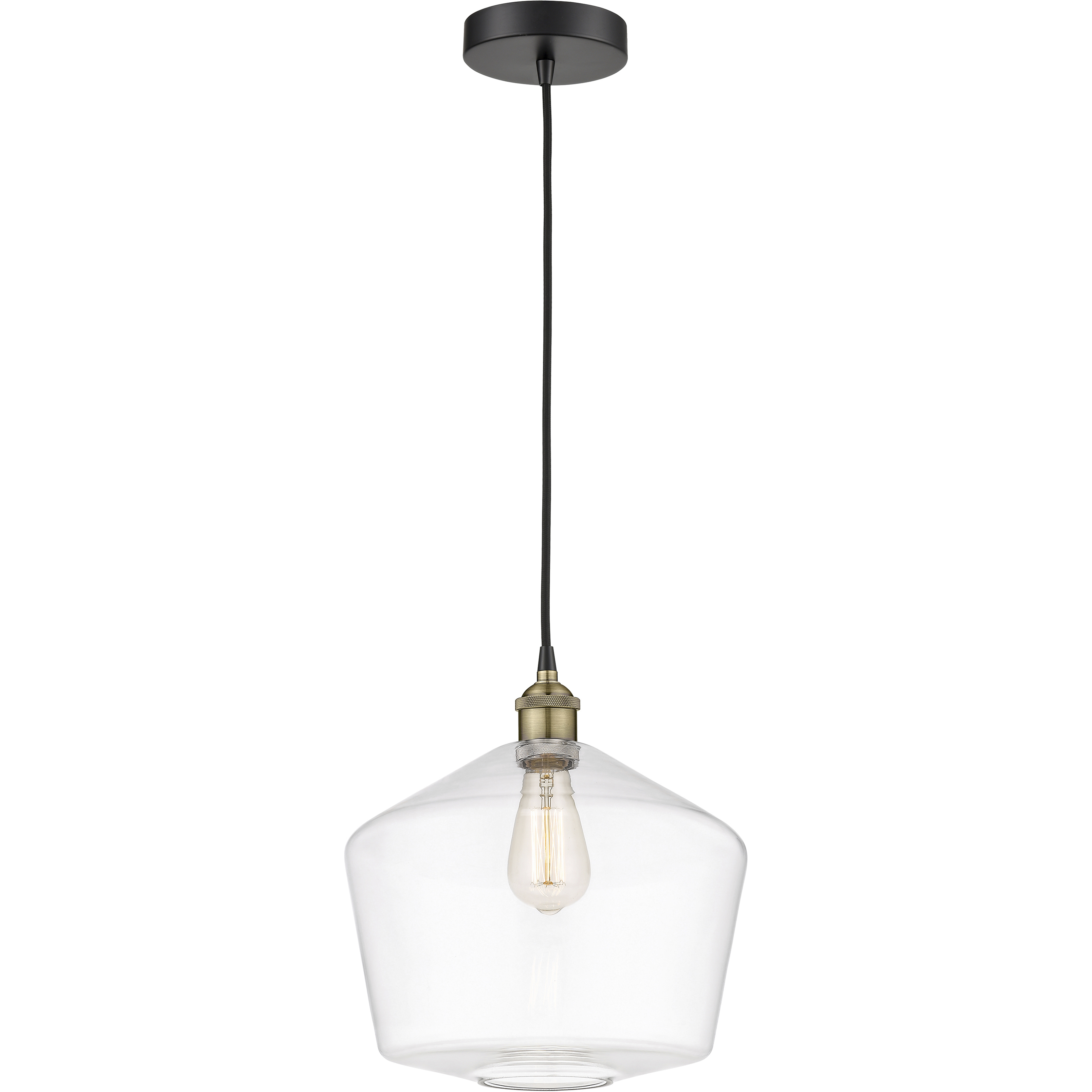 Cindyrella 1 Light 12 inch Black Antique Brass Mini Pendant Ceiling Light in Clear Glass
